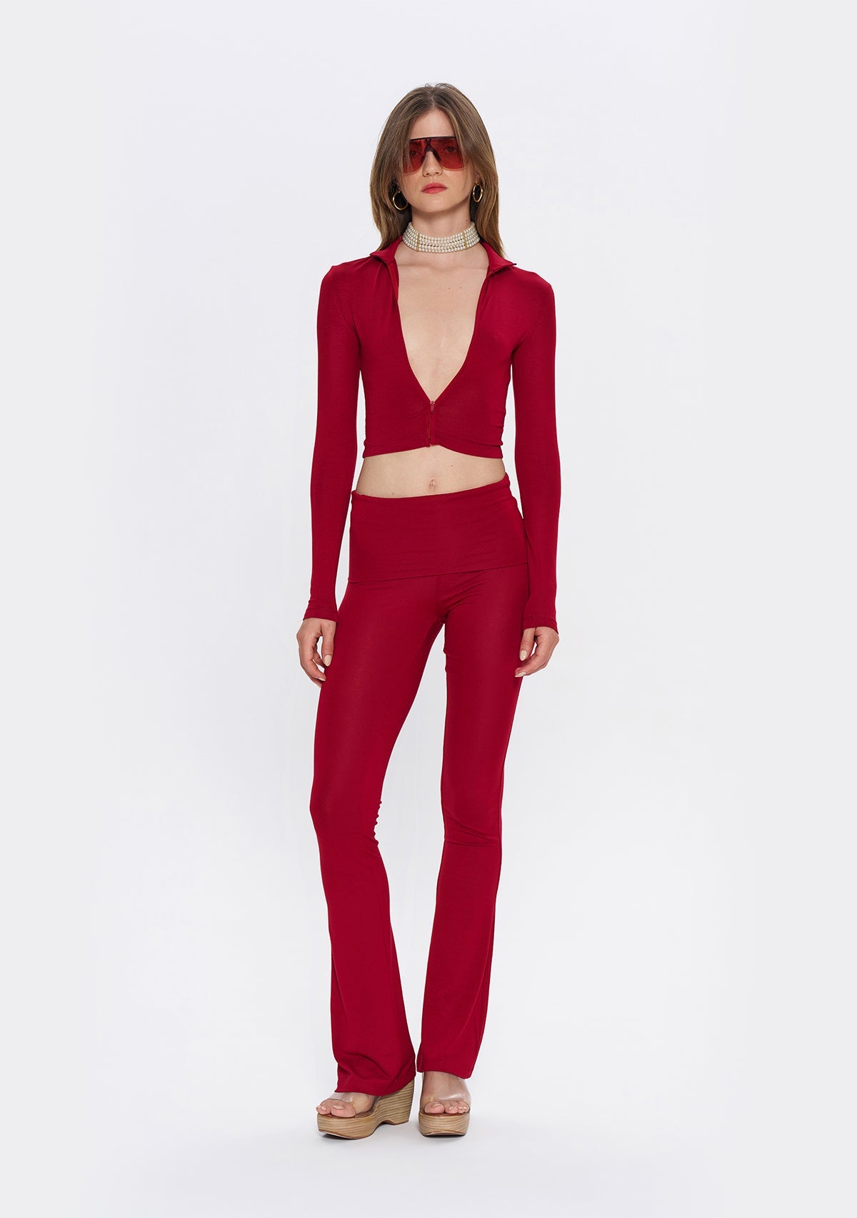 Tiny-Bordo Fermuarlı Dar Kesim Yumuşak Hırka-Kazak & Triko-3-Milagron.com