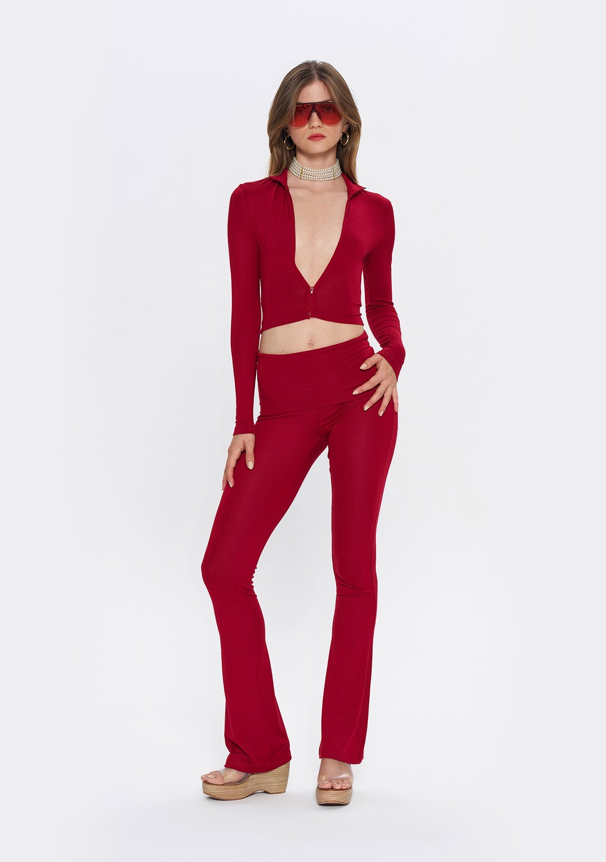 Tiny-Bordo Fermuarlı Dar Kesim Yumuşak Hırka-Kazak & Triko-4-Milagron.com