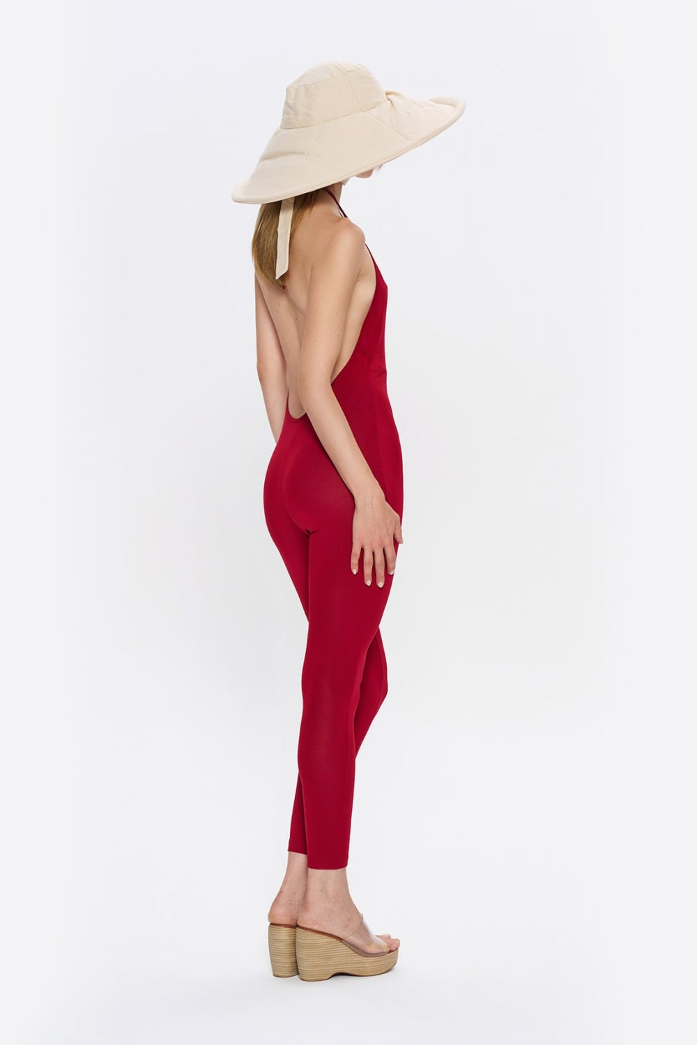 Tiny-Boyundan Bağlamalı Sırt Dekolteli Bordo Tulum-Tulum-3-Milagron.com