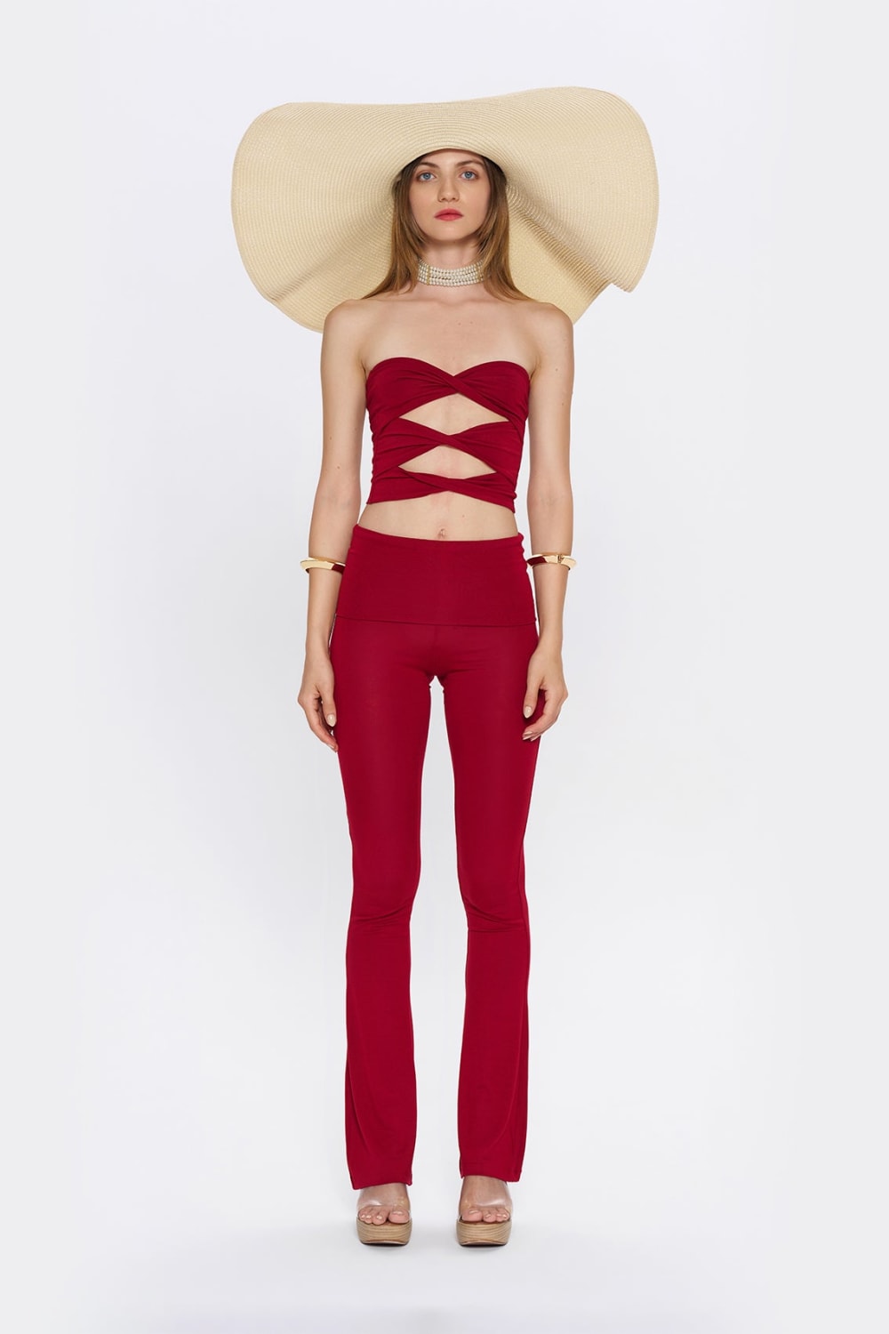 Tiny-Çapraz Bant Detaylı Straplez Bordo Büstiyer-Top-12-Milagron.com