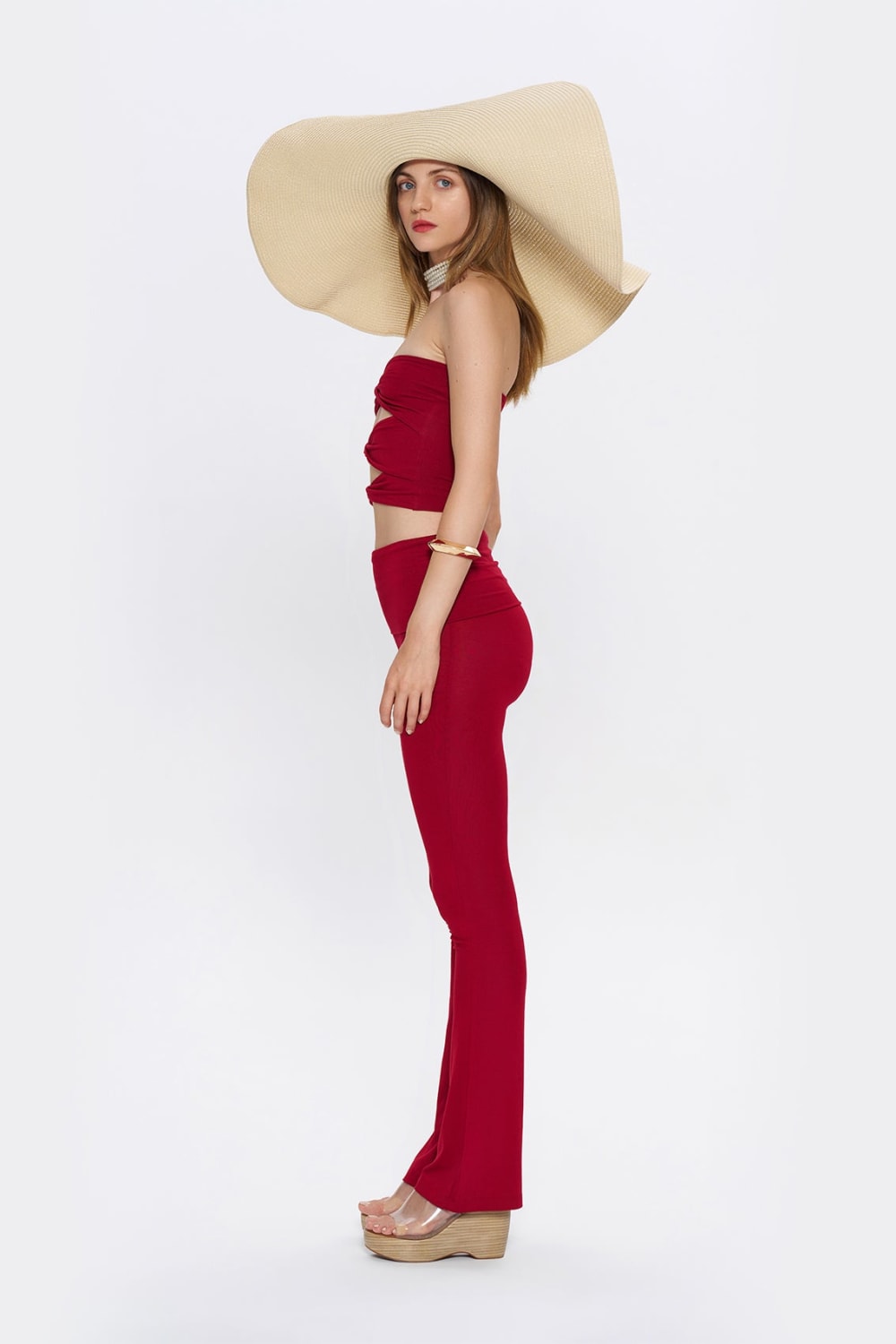 Tiny-Çapraz Bant Detaylı Straplez Bordo Büstiyer-Top-4-Milagron.com