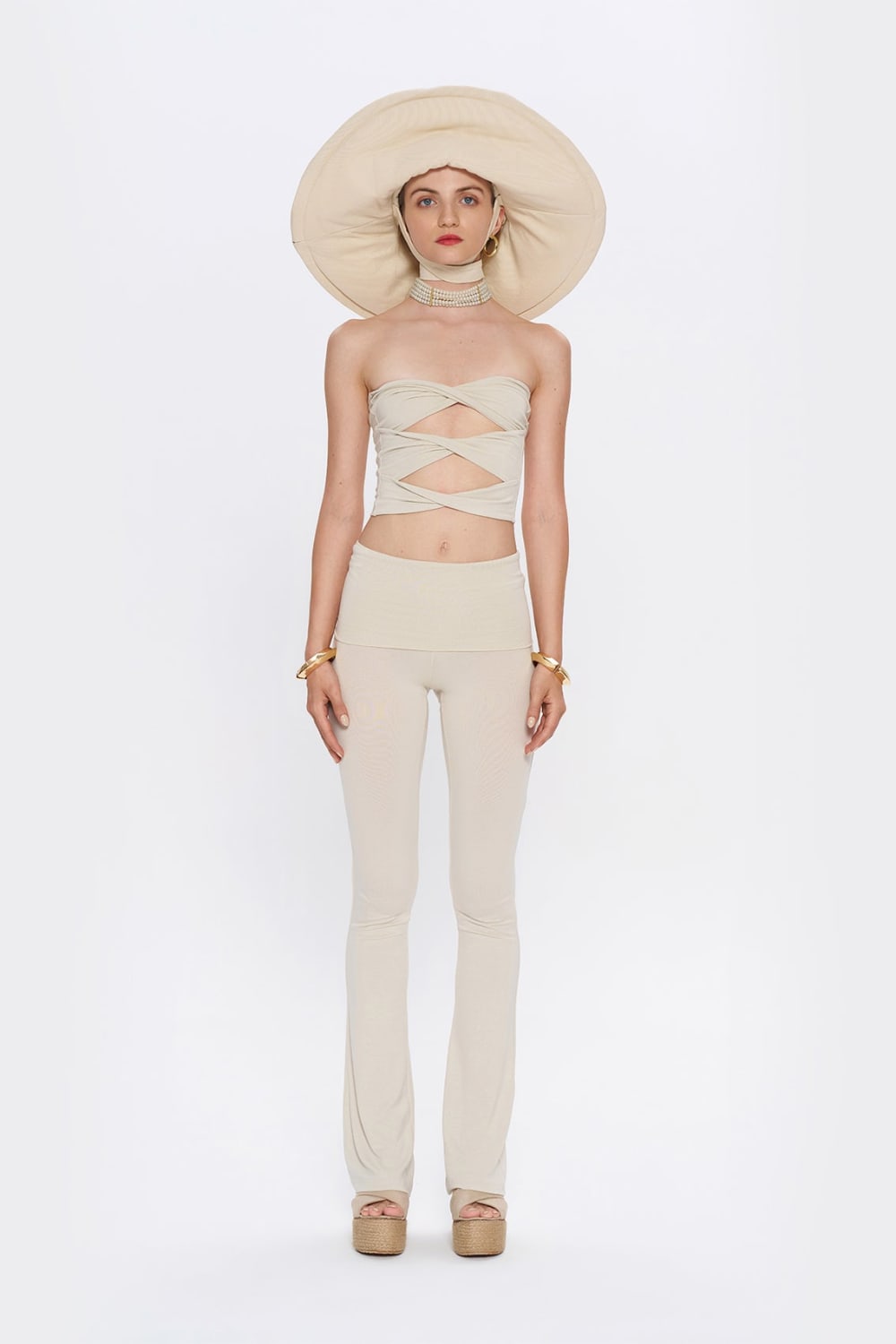Tiny-Çapraz Bant Detaylı Straplez Krem Büstiyer-Top-2-Milagron.com