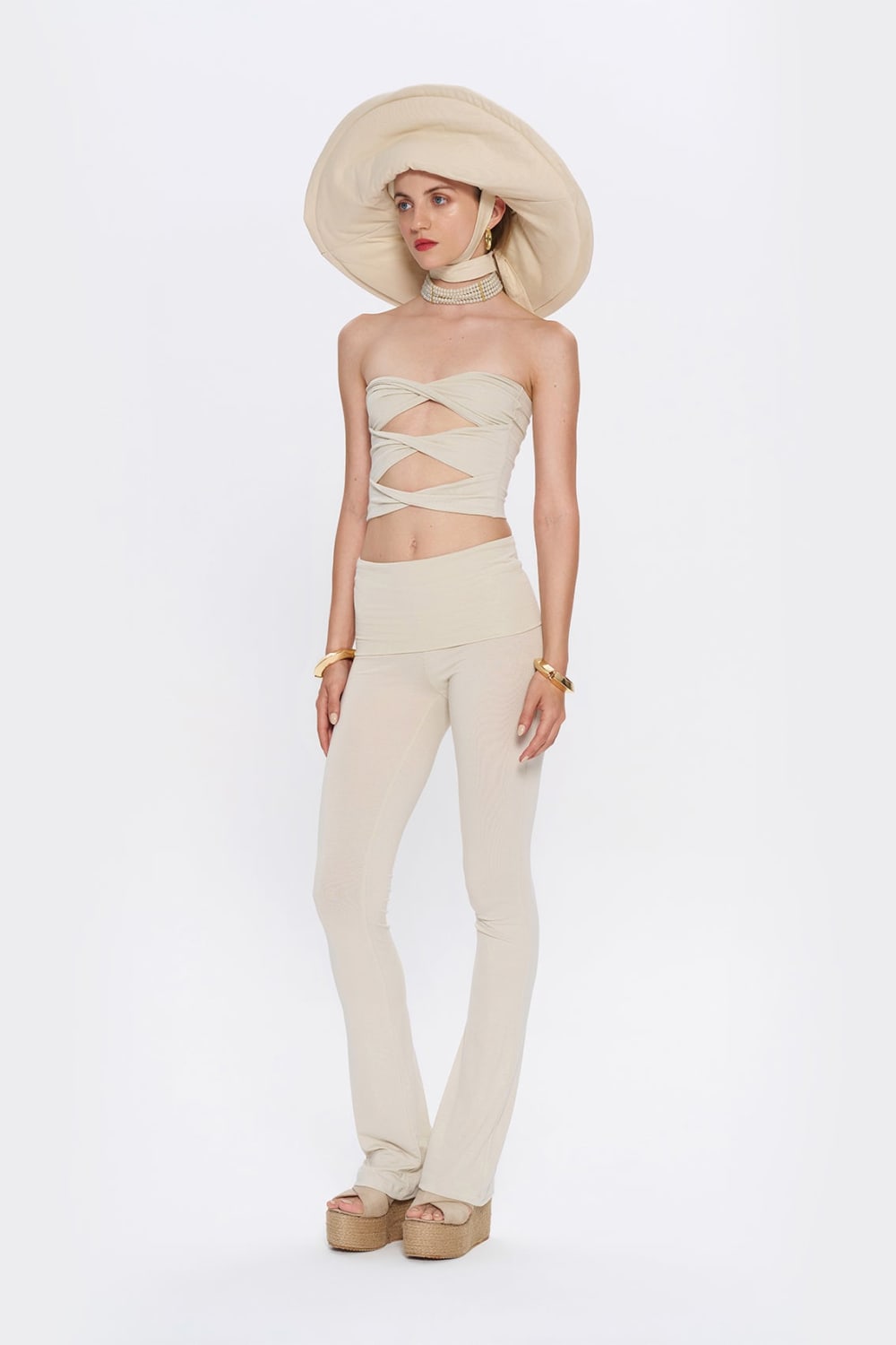 Tiny-Çapraz Bant Detaylı Straplez Krem Büstiyer-Top-3-Milagron.com