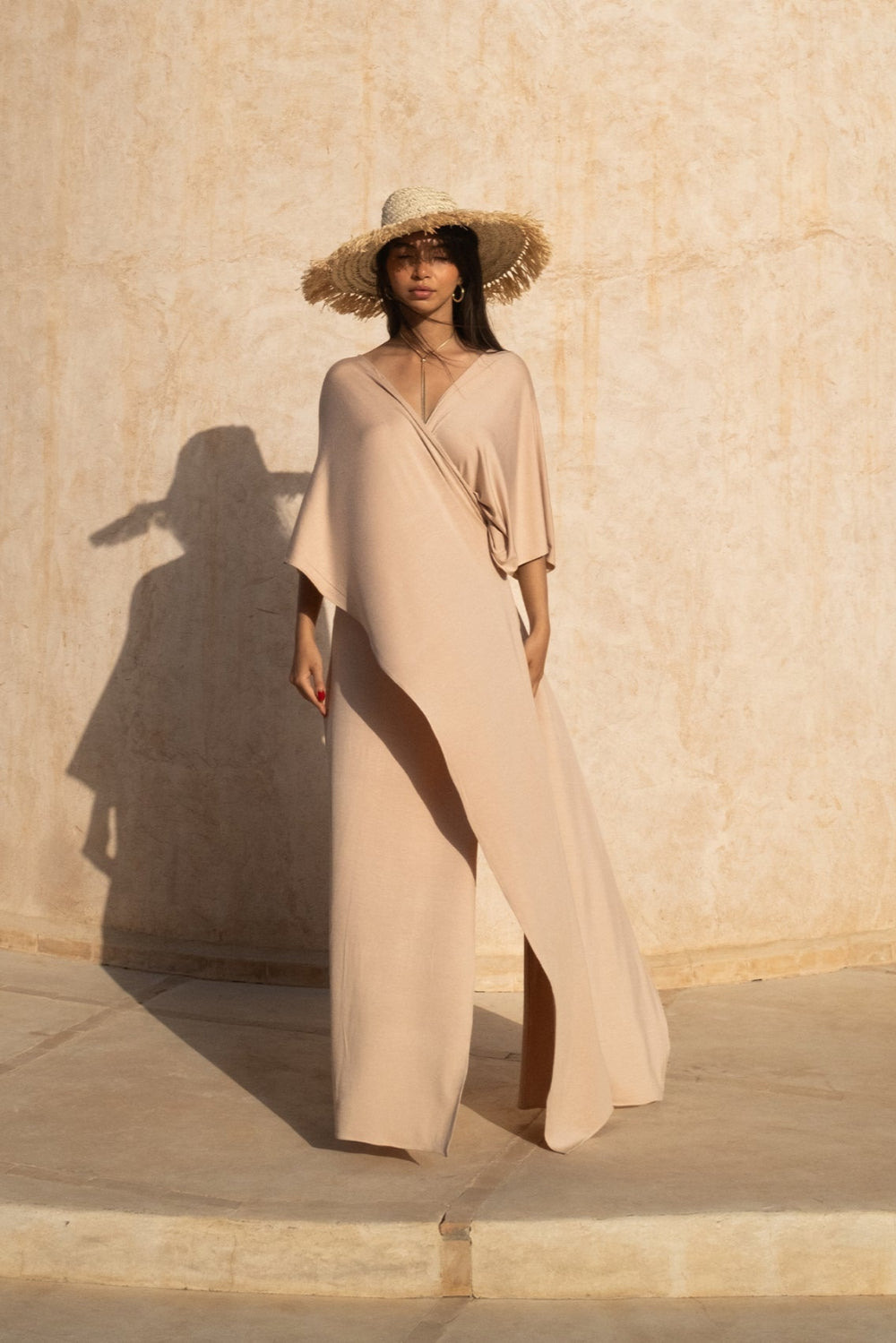 Tiny-Çapraz Nude Elbise-Elbise-1-Milagron.com