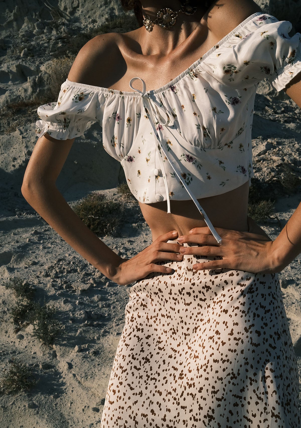 Tiny-Çiçek Desenli Balon Kollu Romantik Büstiyer-Top-12-Milagron.com