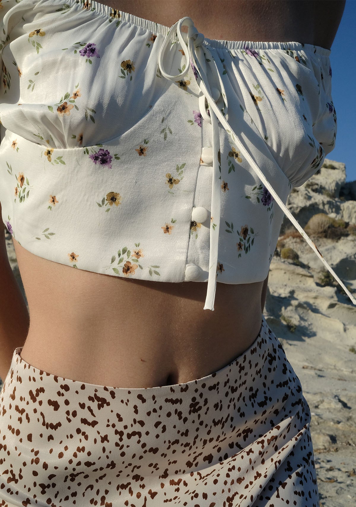 Tiny-Çiçek Desenli Balon Kollu Romantik Büstiyer-Top-8-Milagron.com