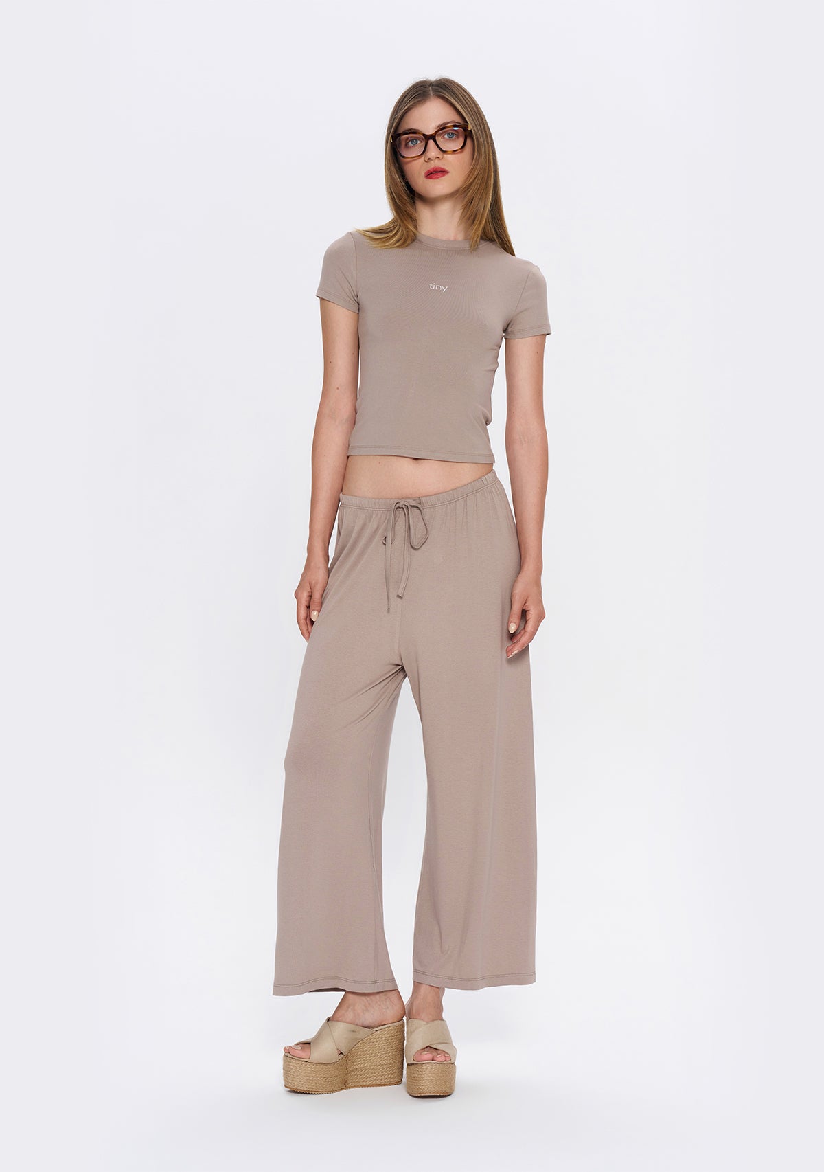 Tiny-Dar Kesim Açık Kahverengi Tişört-T-Shirts-3-Milagron.com