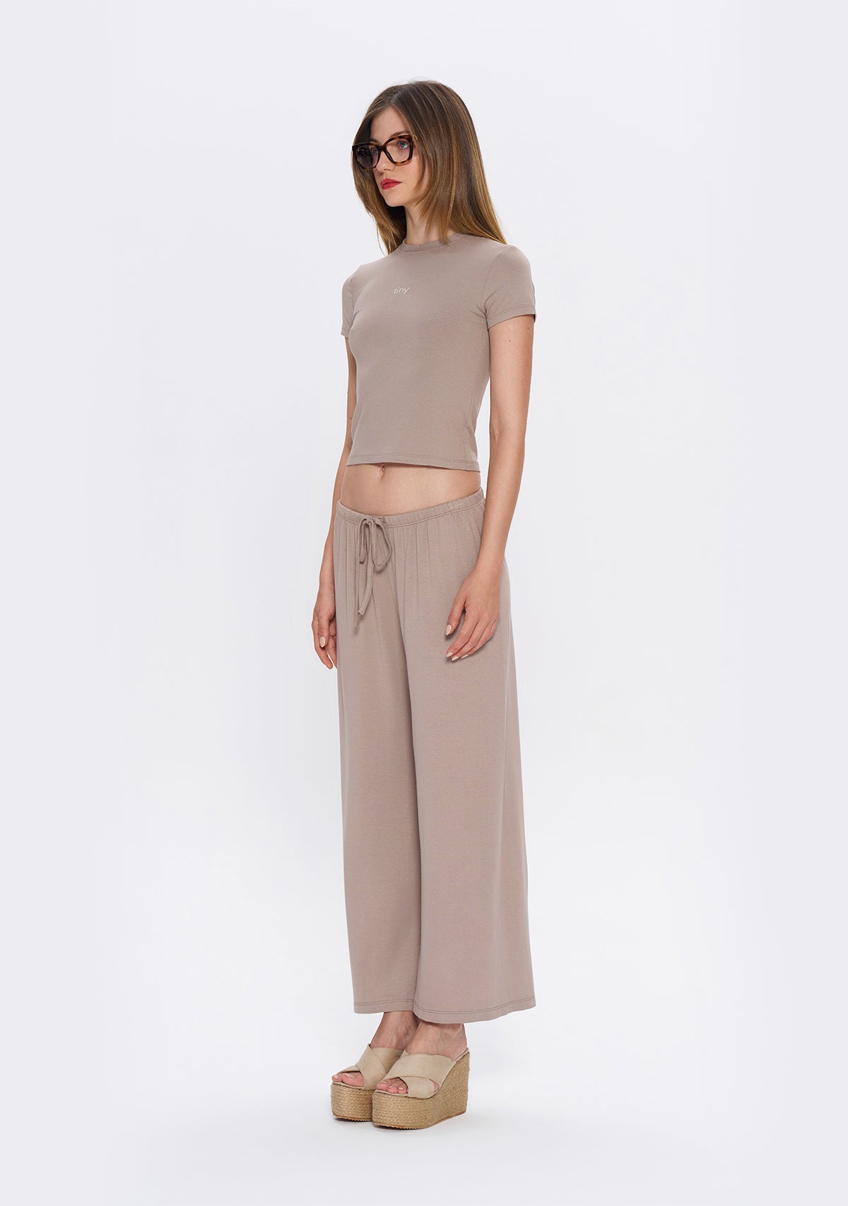 Tiny-Dar Kesim Açık Kahverengi Tişört-T-Shirts-5-Milagron.com