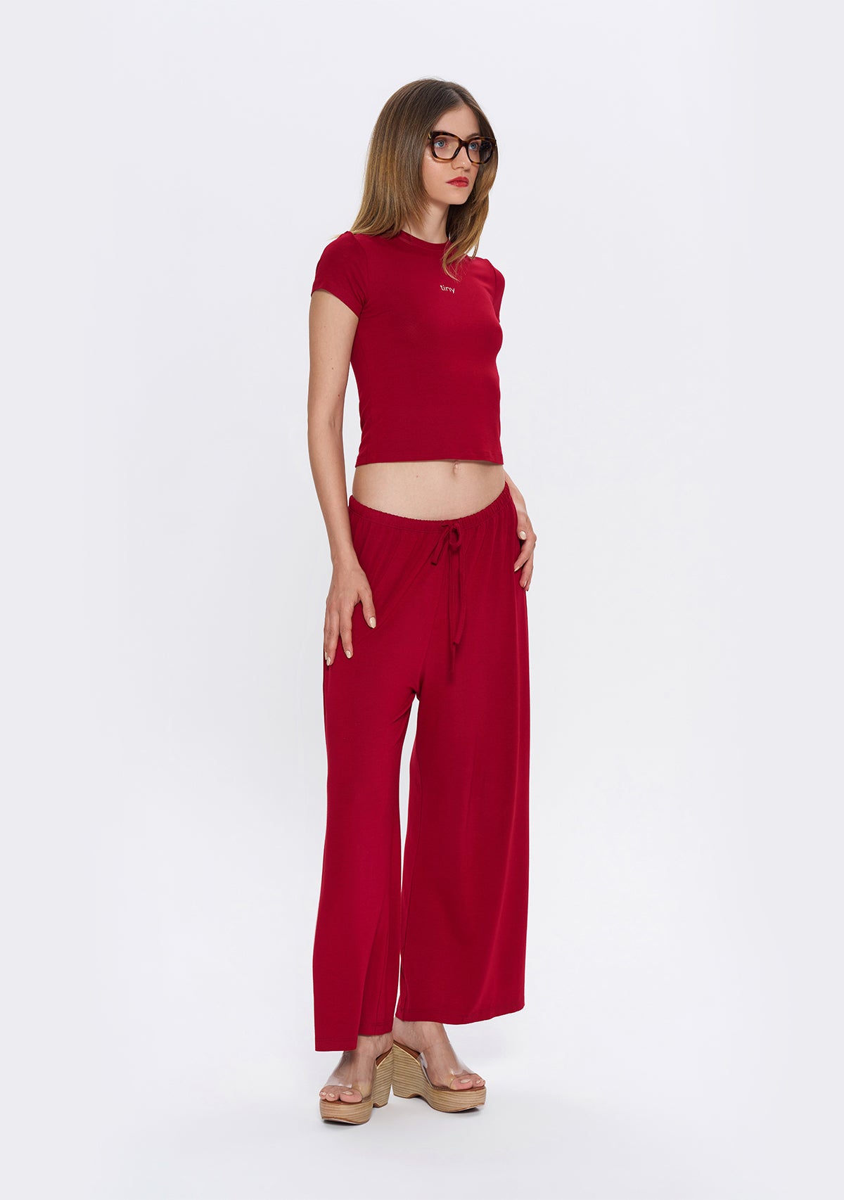 Tiny-Dar Kesim Bordo Tişört-T-Shirts-7-Milagron.com