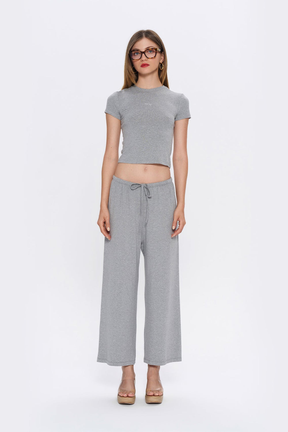 Tiny-Dar Kesim Gri Tişört-T-Shirts-1-Milagron.com