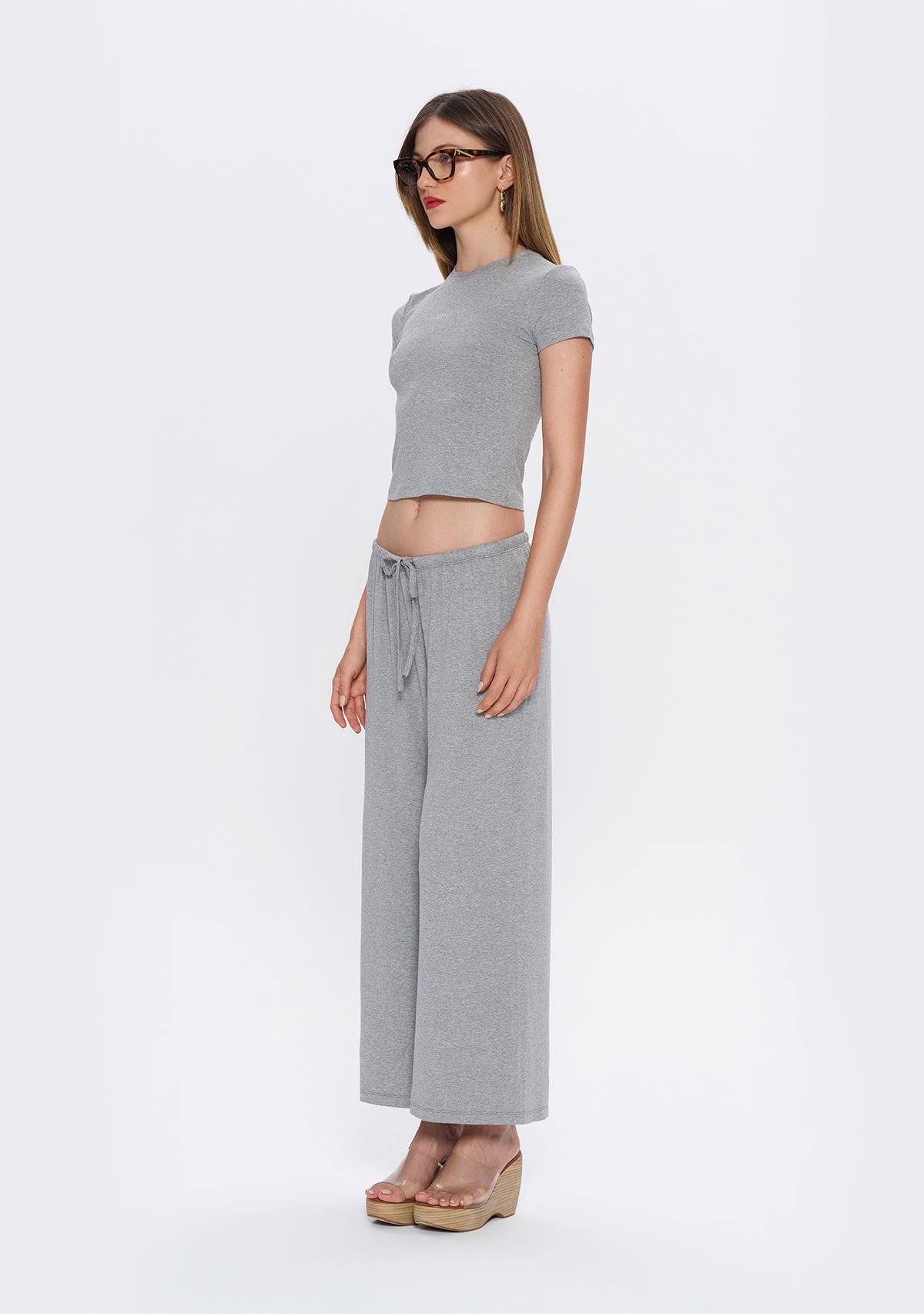 Tiny-Dar Kesim Gri Tişört-T-Shirts-3-Milagron.com