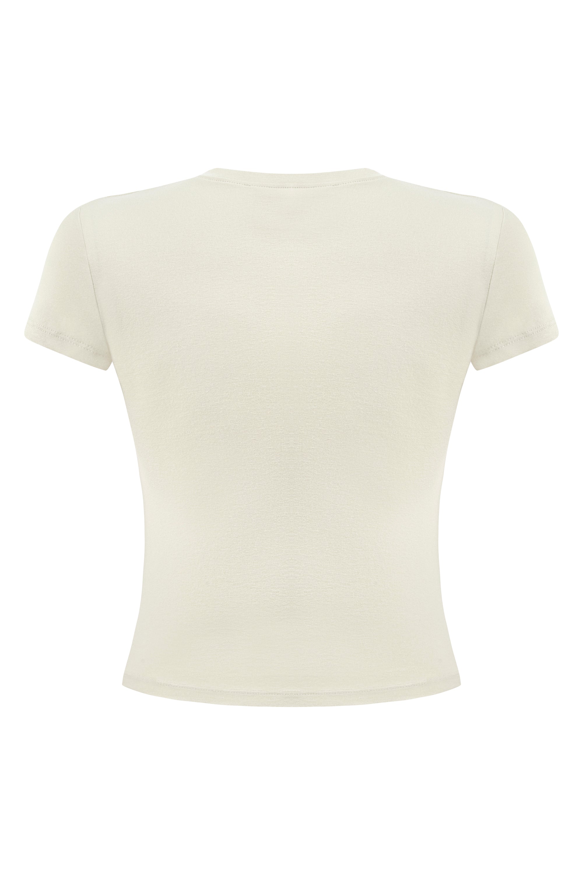 Tiny-Dar Kesim Krem Tişört-T-Shirts-11-Milagron.com