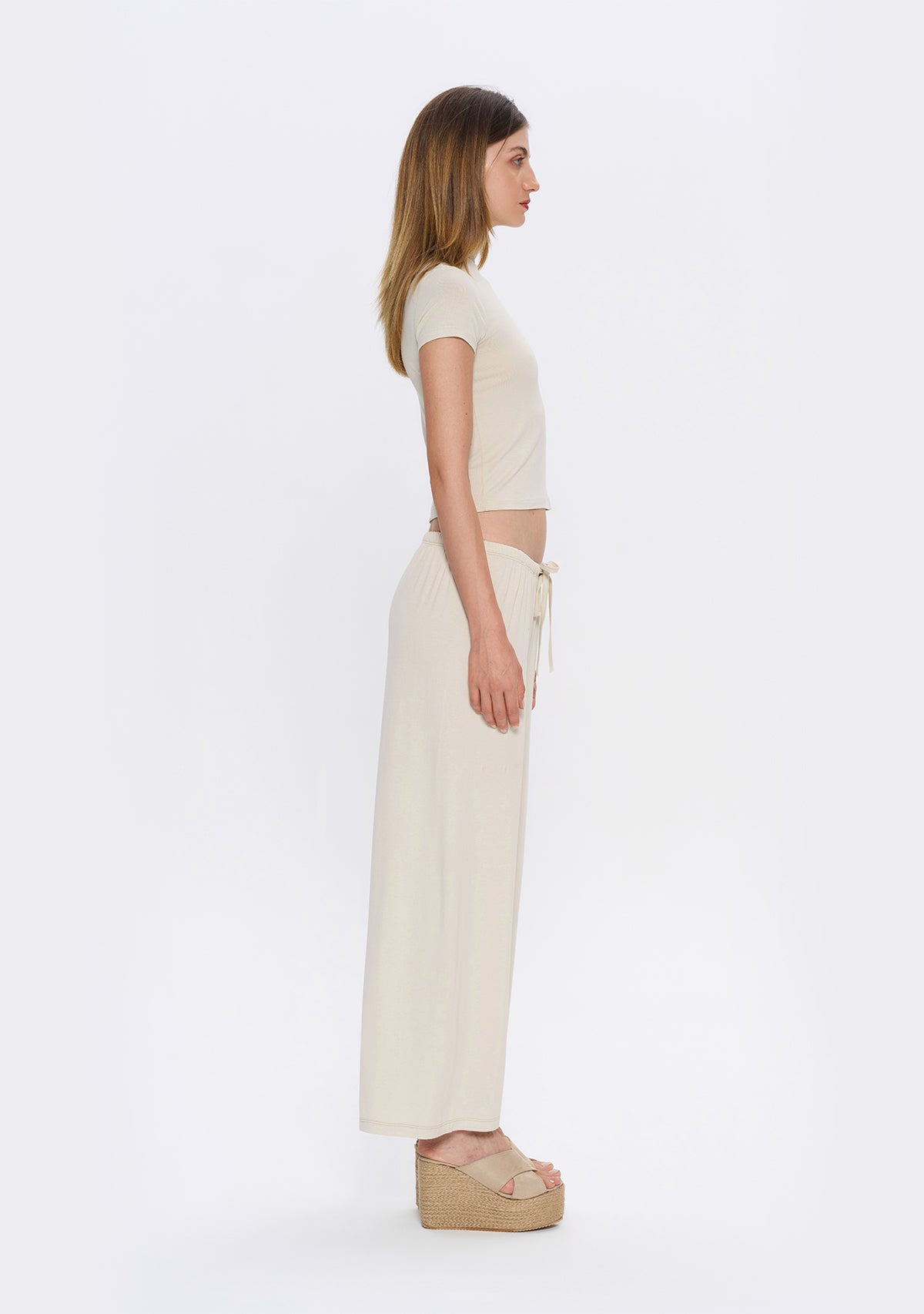 Tiny-Dar Kesim Krem Tişört-T-Shirts-6-Milagron.com