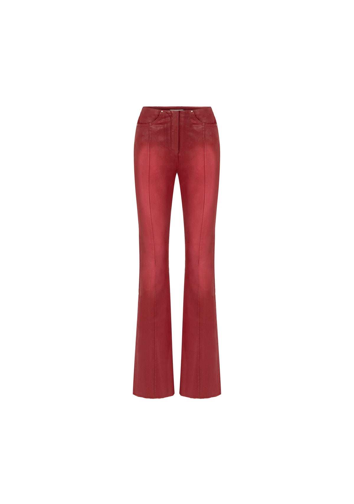 Tiny-Deri Görünümlü Pamuklu Kırmızı Pantolon-Deri Pantolon-5-Milagron.com