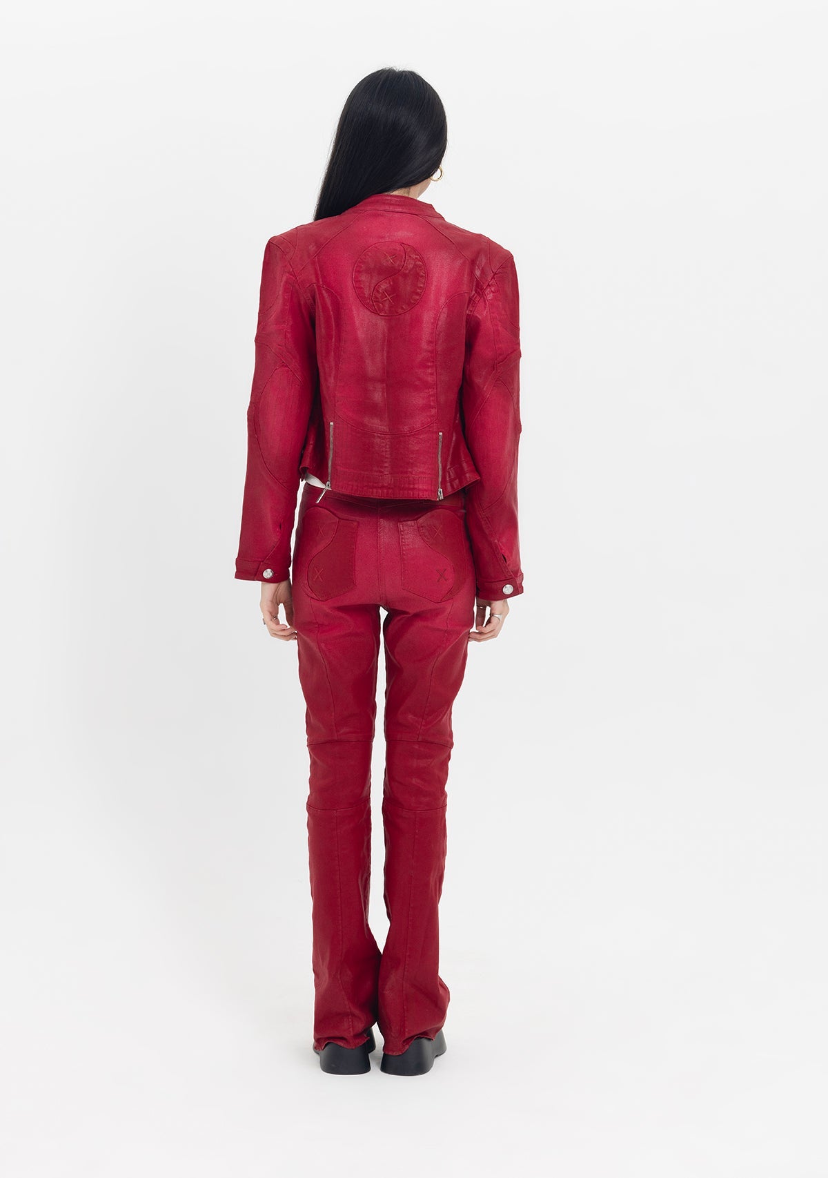 Tiny-Deri Görünümlü Pamuklu Kırmızı Pantolon-Deri Pantolon-9-Milagron.com