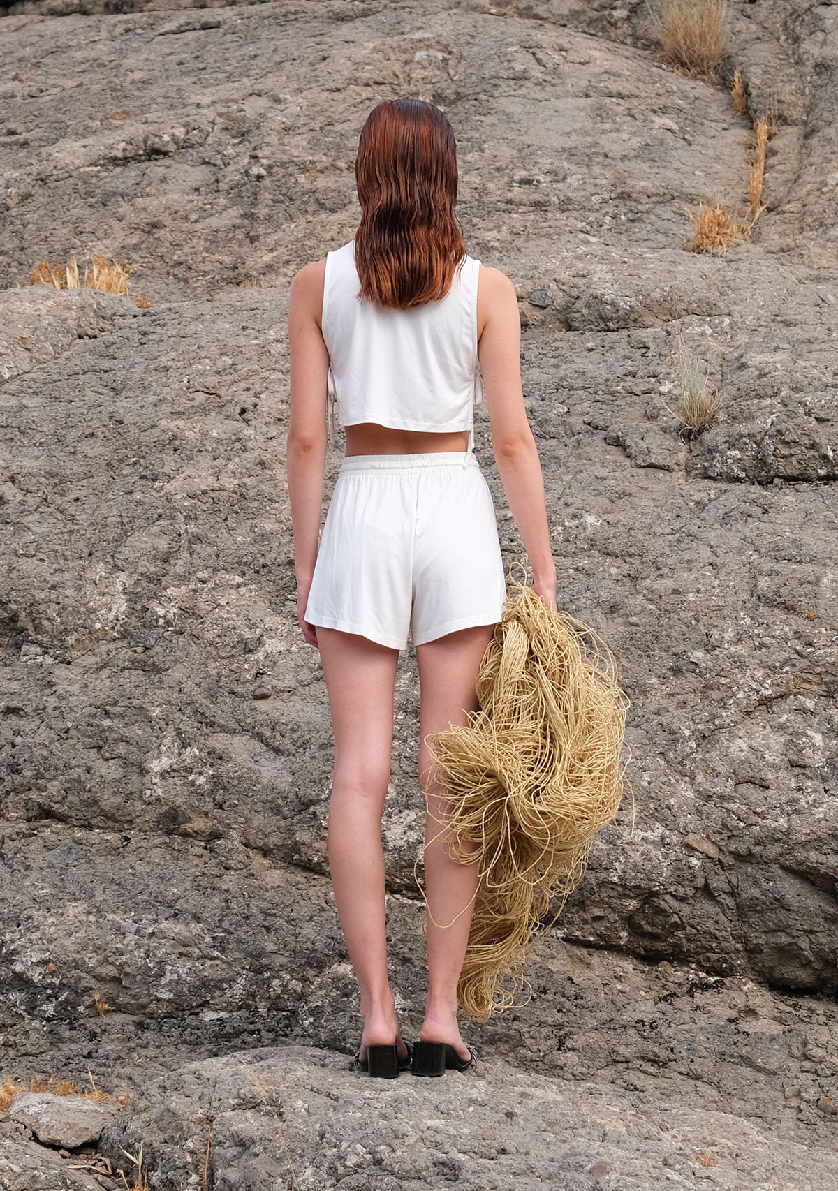 Tiny-Dökümlü Beyaz Şort-Şort-4-Milagron.com