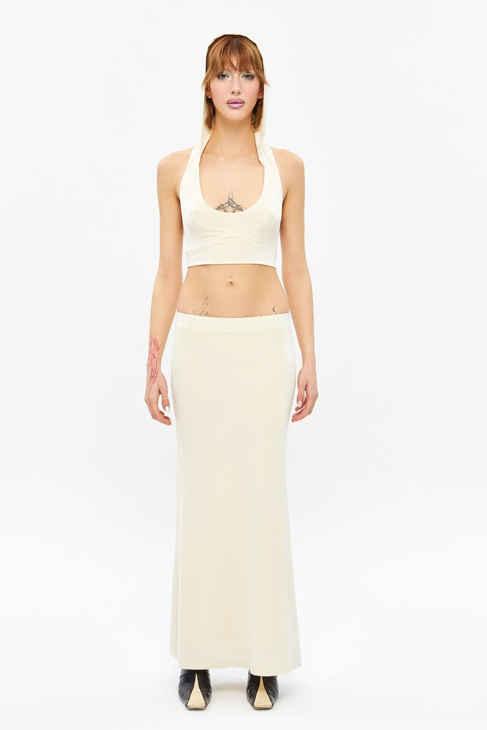 Tiny-Düşük Bel Uzun Beyaz Etek-Etek-1-Milagron.com