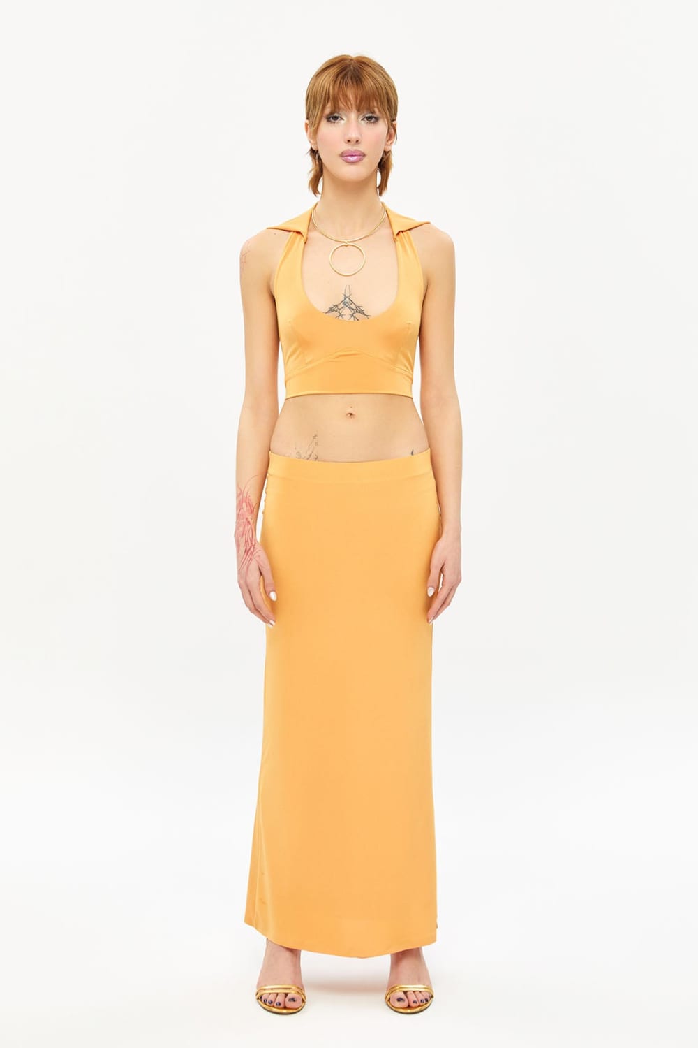 Tiny-Düşük Bel Uzun Turuncu Etek-Etek-1-Milagron.com