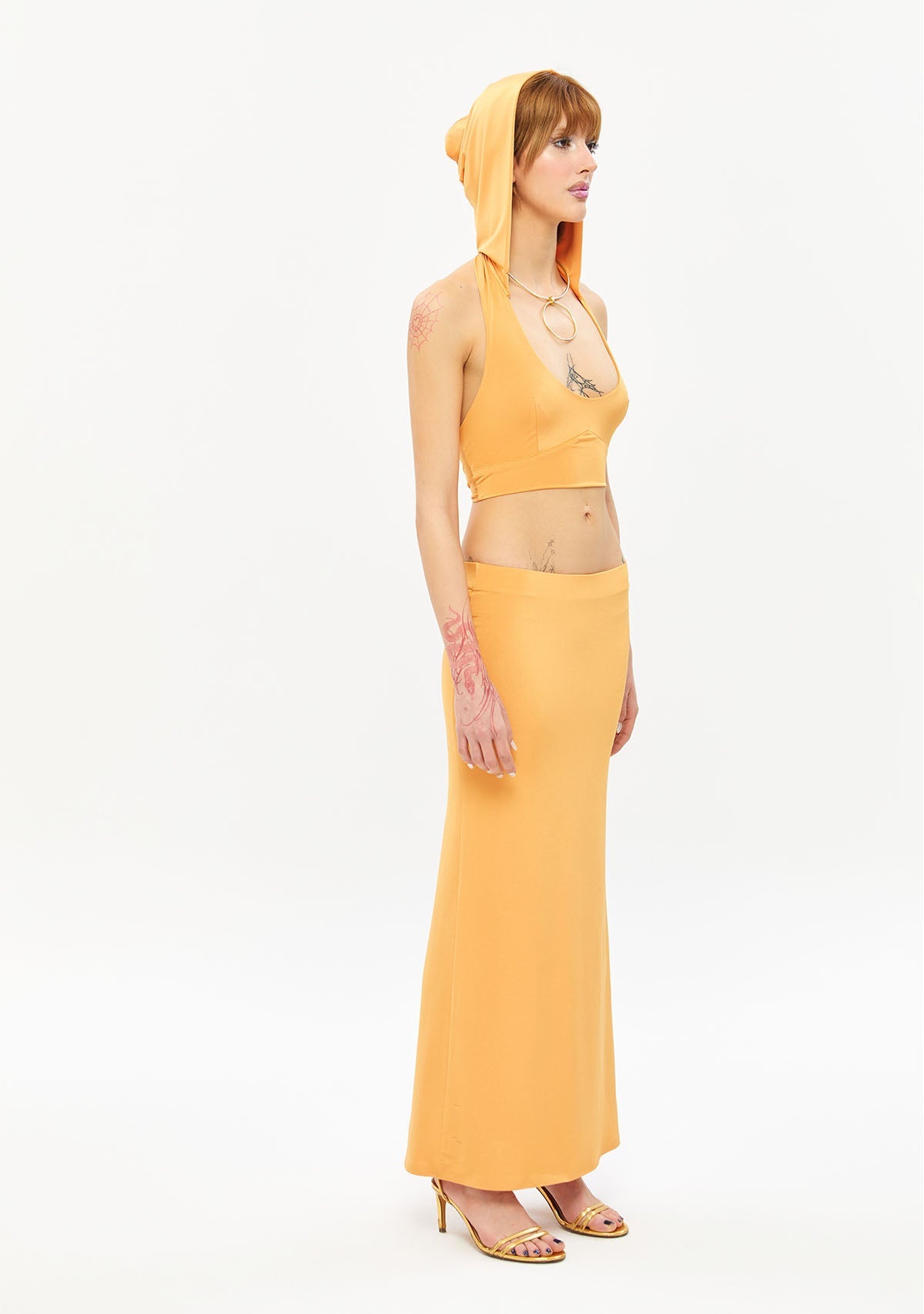 Tiny-Düşük Bel Uzun Turuncu Etek-Etek-4-Milagron.com