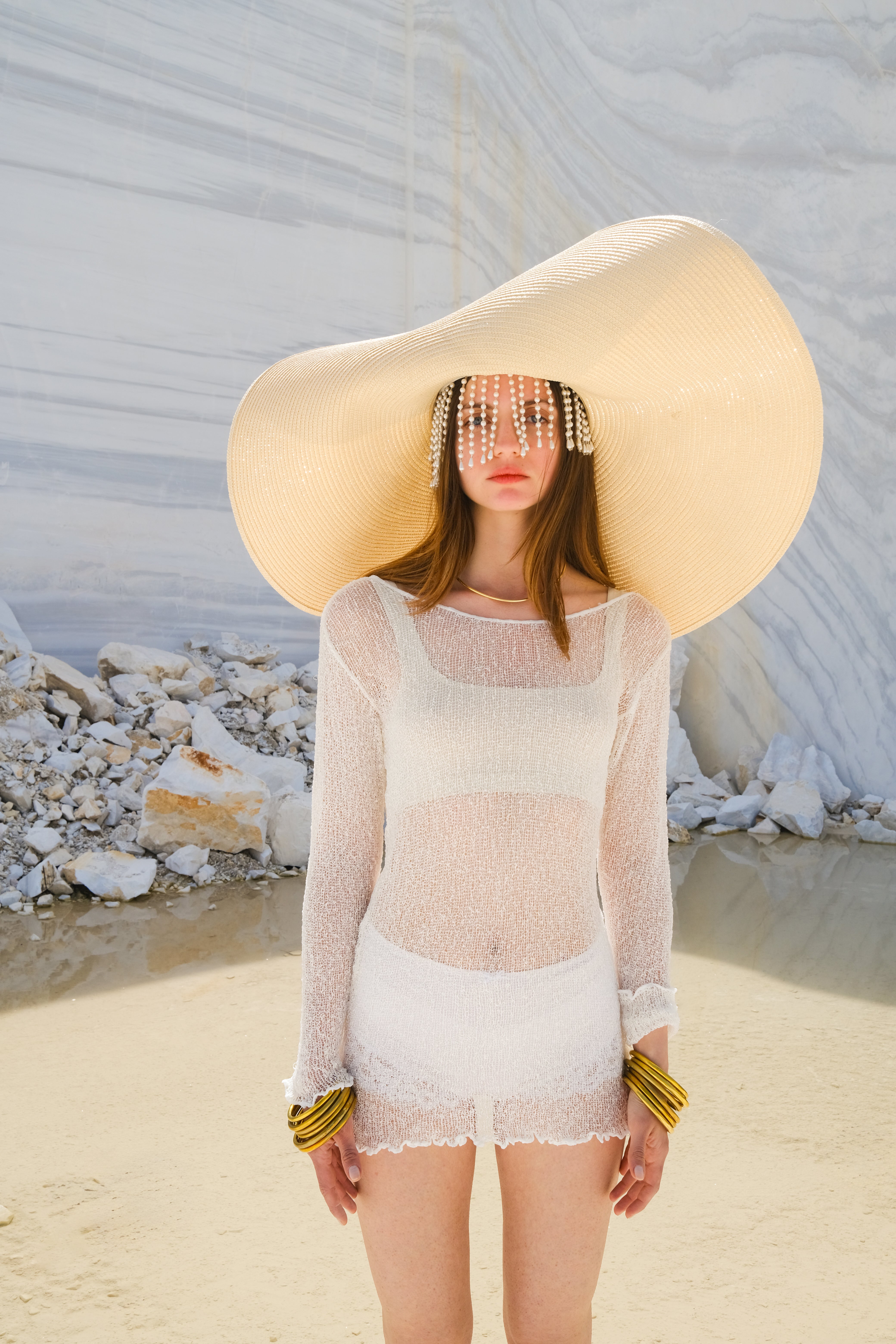 Tiny-El İşi Uzun Kollu Mini Beyaz Elbise-Bluz-6-Milagron.com