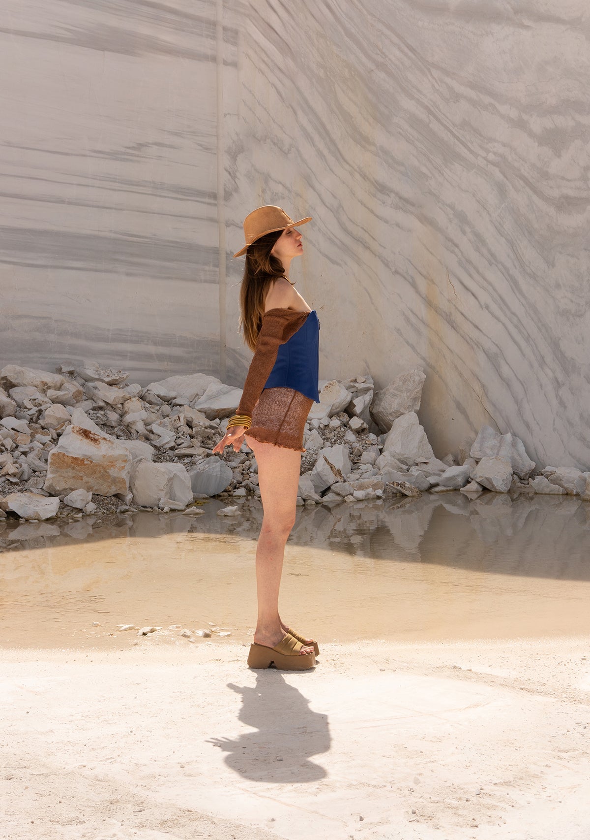 Tiny-El İşi Uzun Kollu Mini Kahverengi Bluz-Bluz-4-Milagron.com