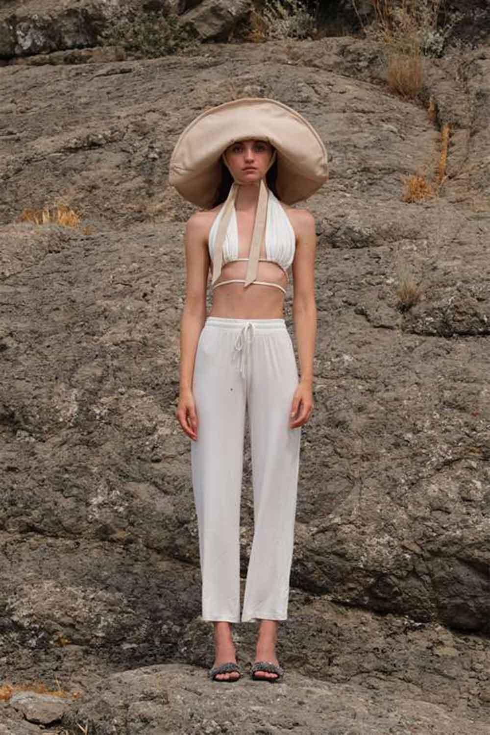 Tiny-Gölgelikli Büyük Krem Şapka-Şapka-2-Milagron.com