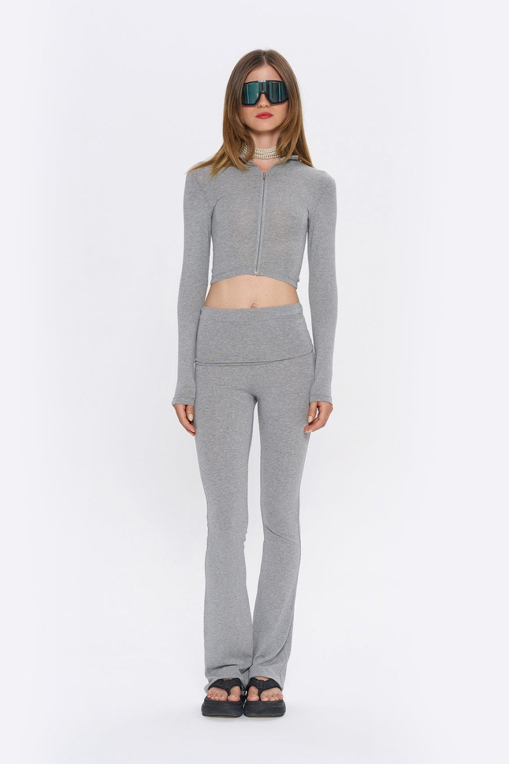 Tiny-Gri Fermuarlı Dar Kesim Yumuşak Hırka-Kazak & Triko-1-Milagron.com