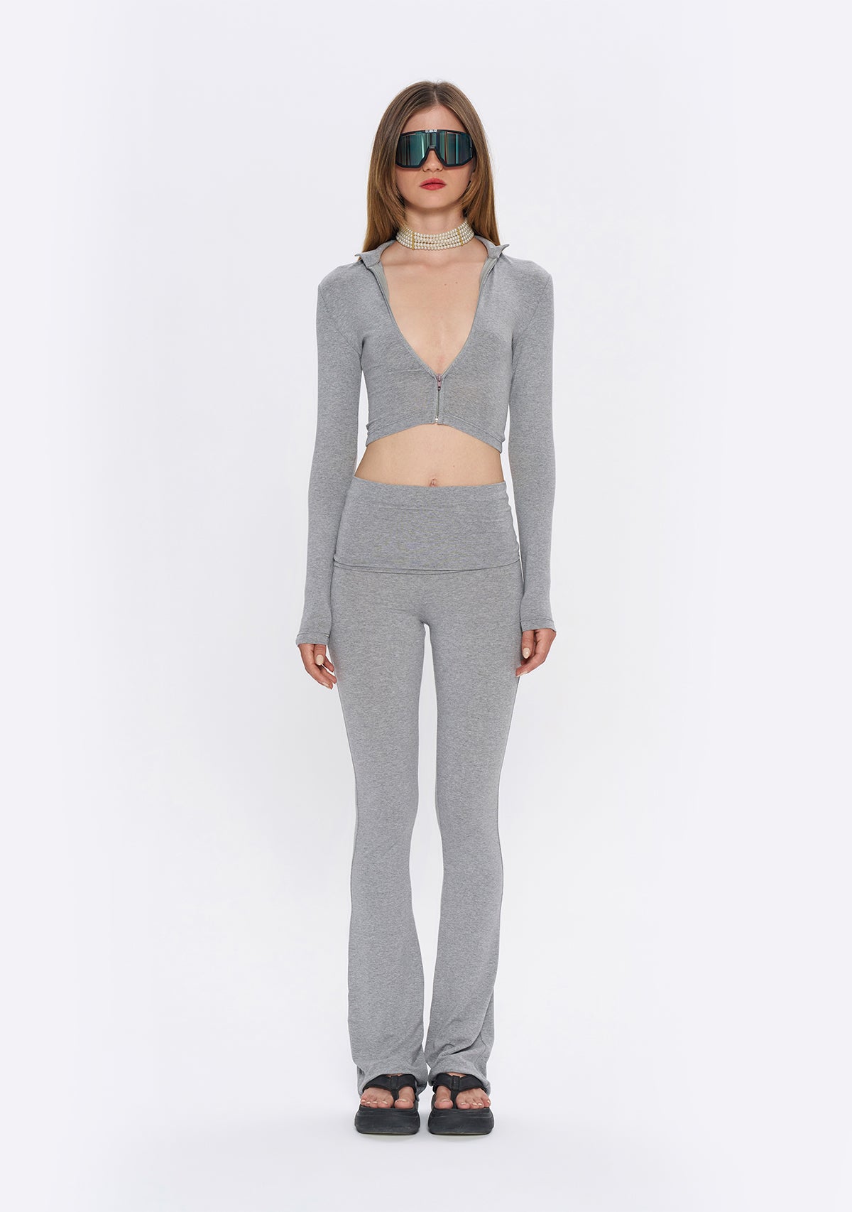 Tiny-Gri Fermuarlı Dar Kesim Yumuşak Hırka-Kazak & Triko-3-Milagron.com