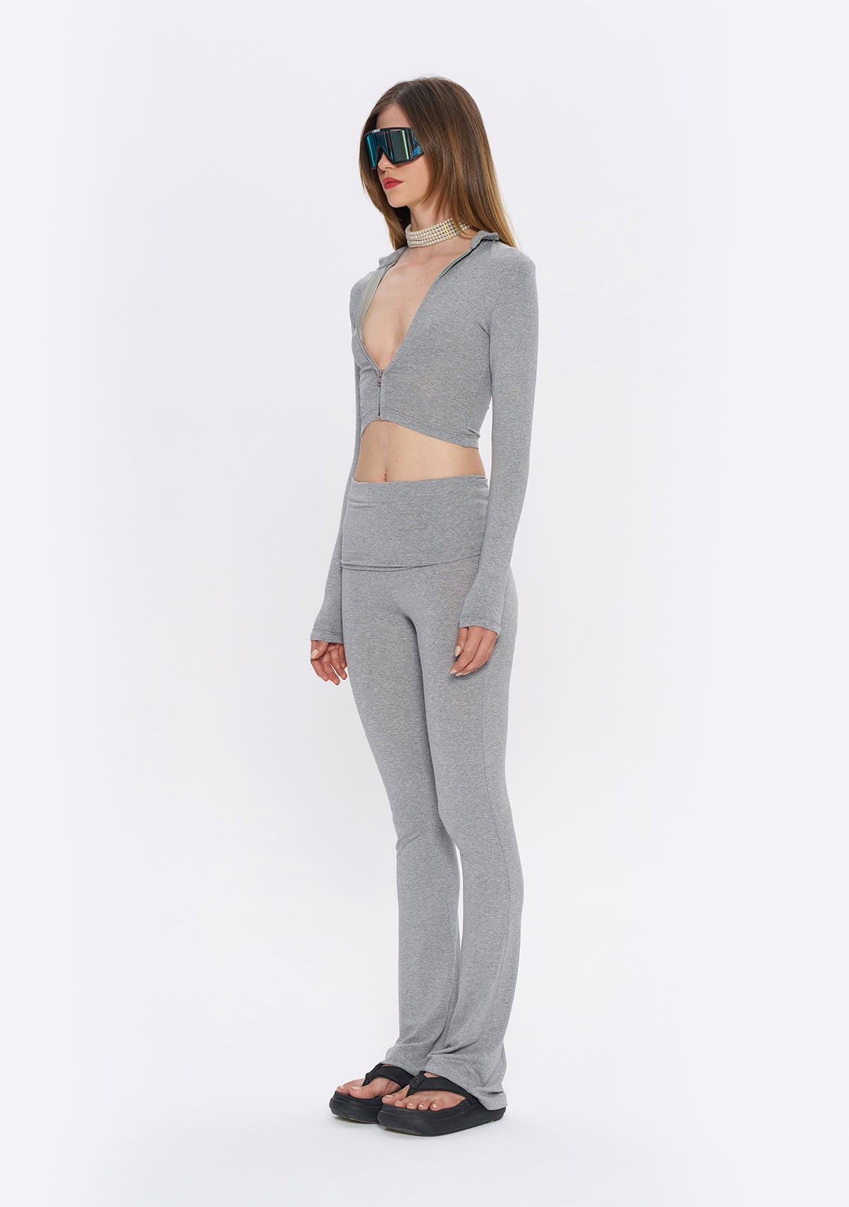 Tiny-Gri Fermuarlı Dar Kesim Yumuşak Hırka-Kazak & Triko-4-Milagron.com