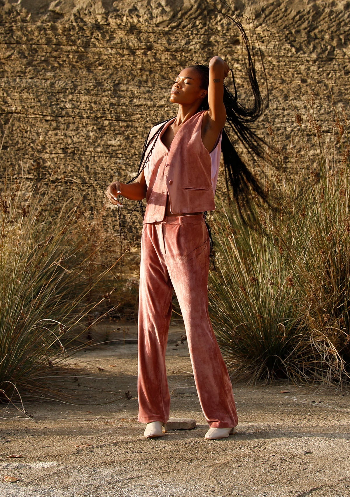 Tiny-Gül Kurusu Düz Kesim Kadife Pantolon-Kumaş Pantolon-12-Milagron.com