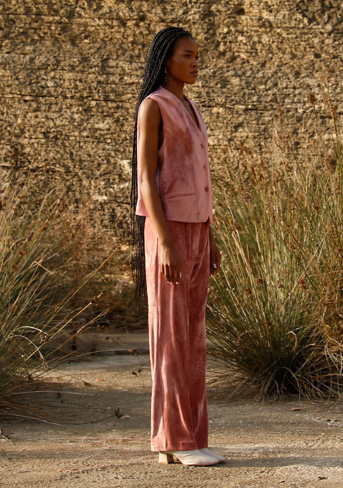 Tiny-Gül Kurusu Düz Kesim Kadife Pantolon-Kumaş Pantolon-6-Milagron.com