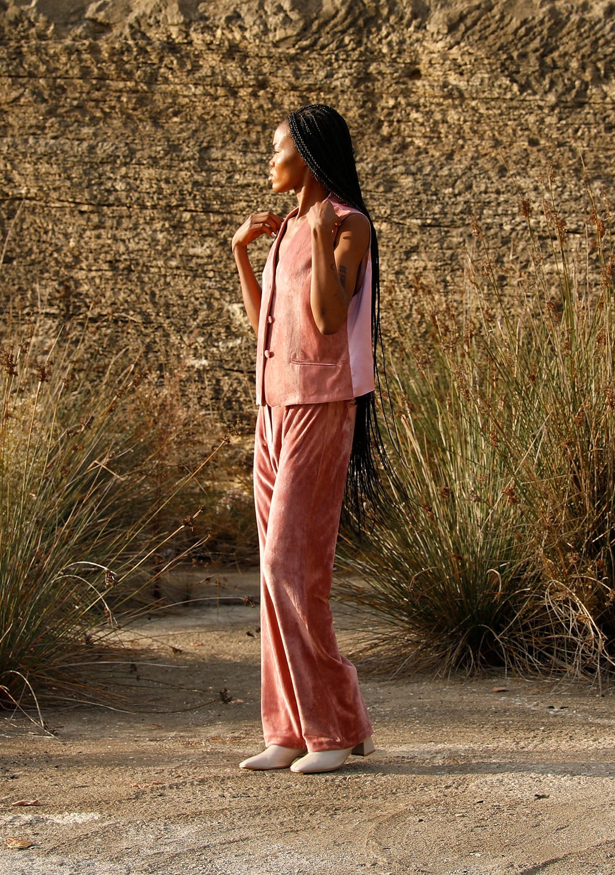 Tiny-Gül Kurusu Düz Kesim Kadife Pantolon-Kumaş Pantolon-9-Milagron.com