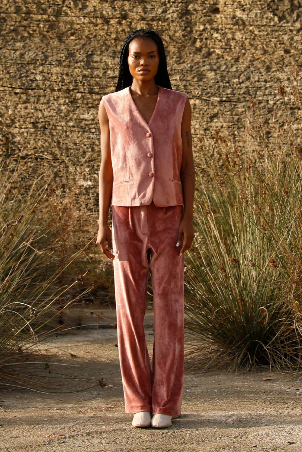 Tiny-Gül Kurusu Kadife Yelek-Yelek-1-Milagron.com