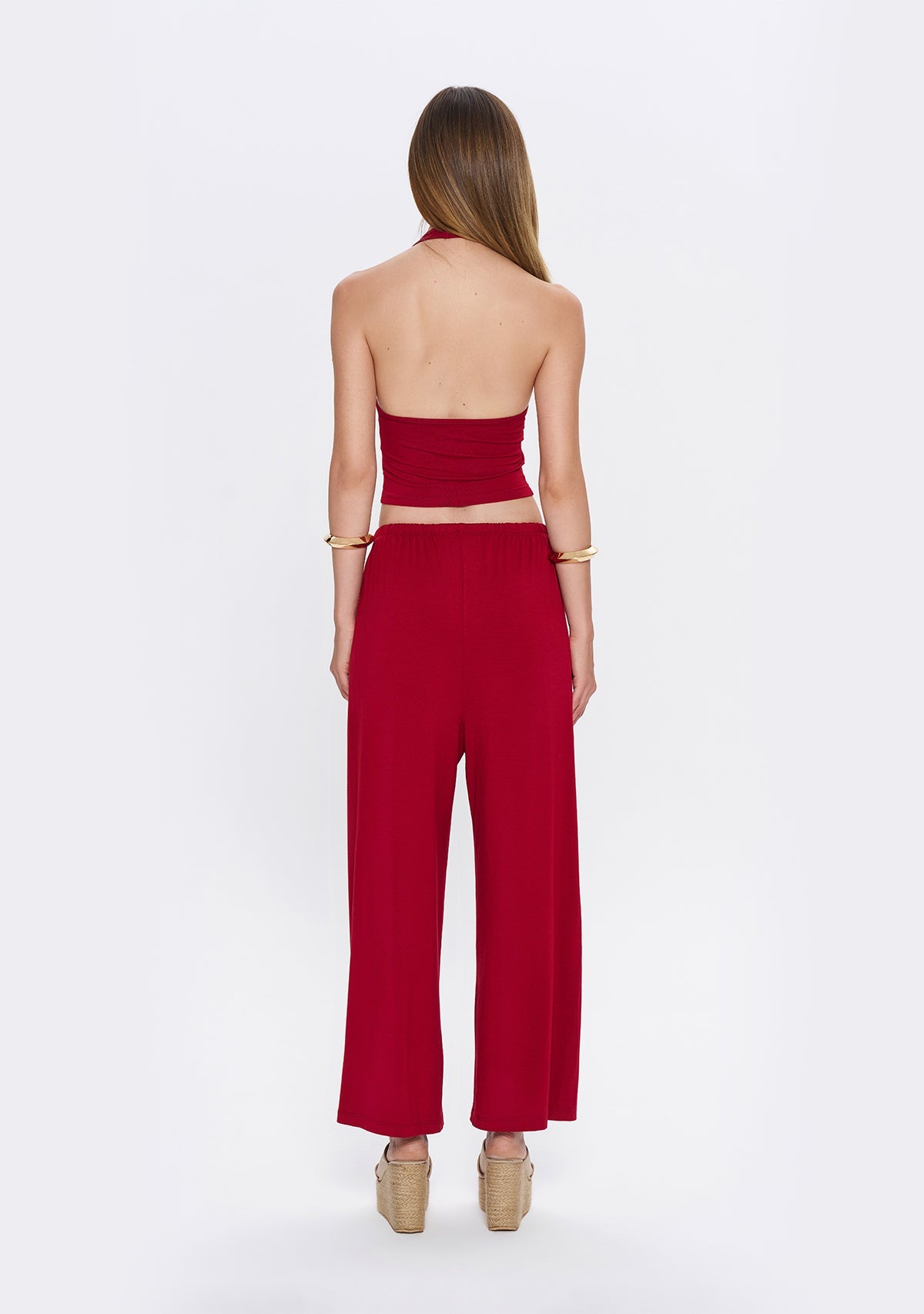 Tiny-Halter Yaka Bordo Yumuşak Bluz-Bluz-2-Milagron.com