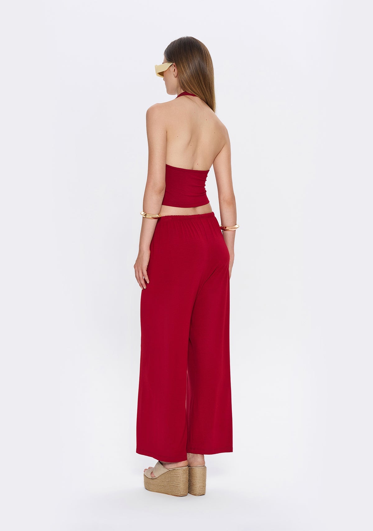 Tiny-Halter Yaka Bordo Yumuşak Bluz-Bluz-7-Milagron.com