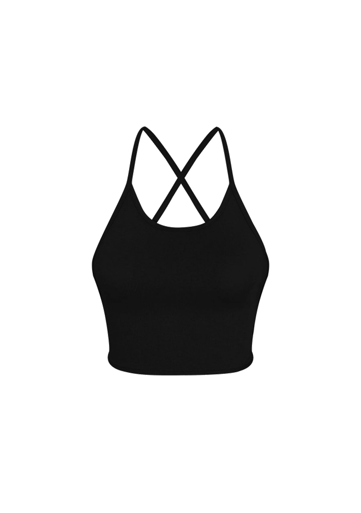 Tiny-Halter Yaka Çapraz Sırt Dekolteli Siyah Üst-Top-8-Milagron.com