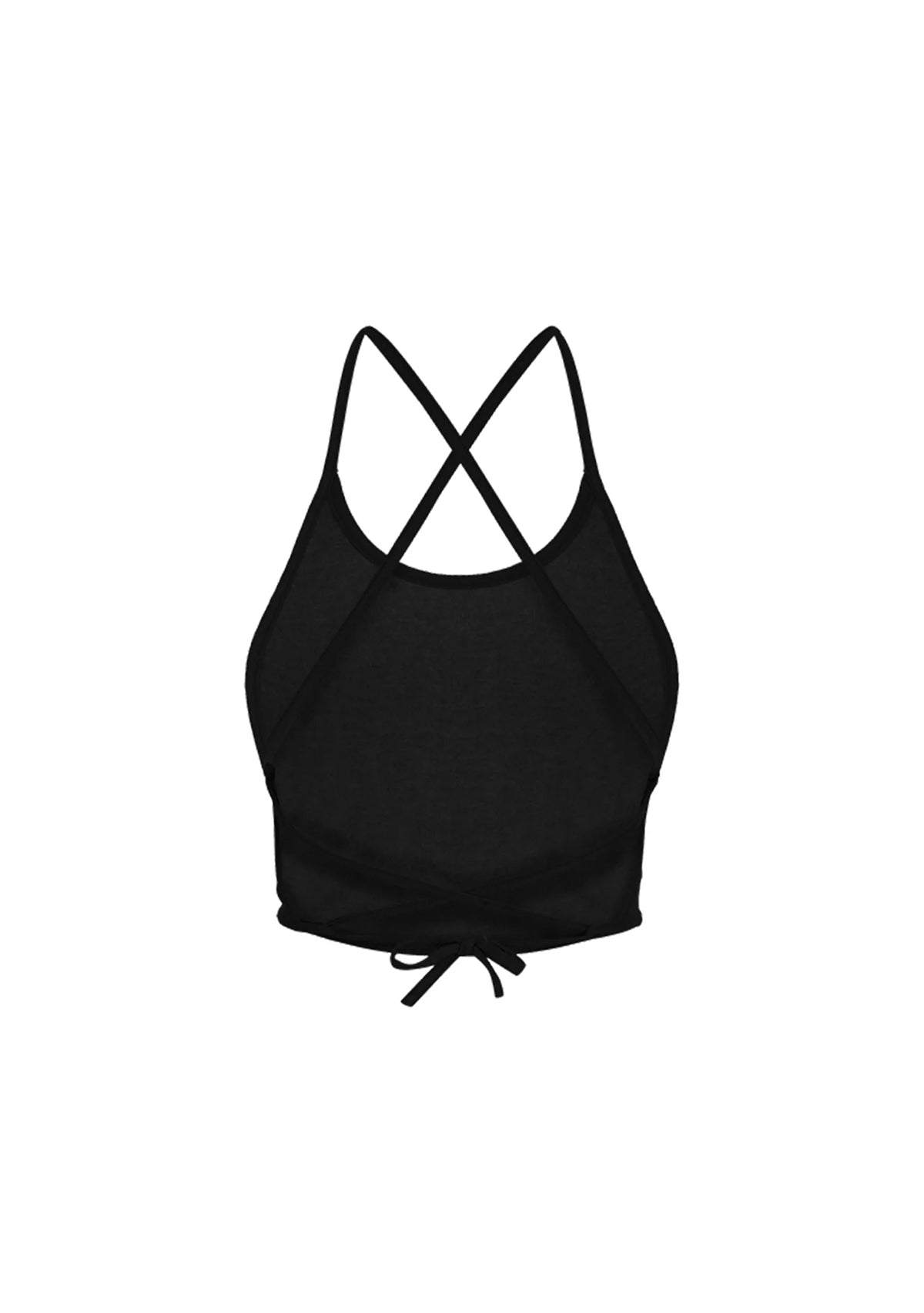 Tiny-Halter Yaka Çapraz Sırt Dekolteli Siyah Üst-Top-9-Milagron.com