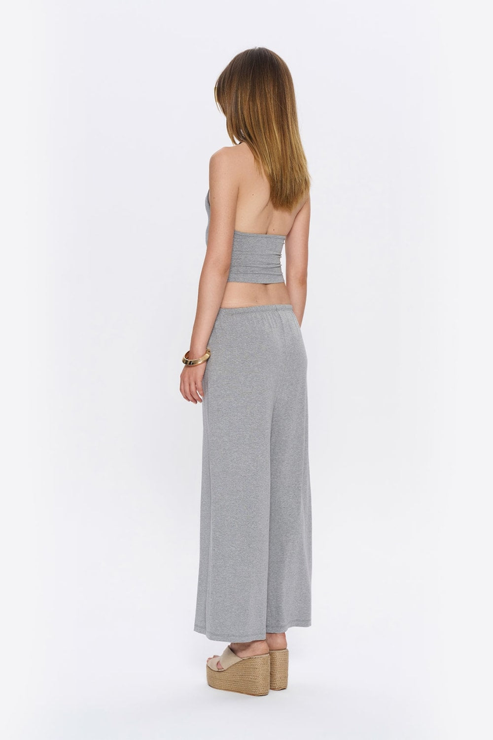 Tiny-Halter Yaka Gri Yumuşak Bluz-Top-10-Milagron.com