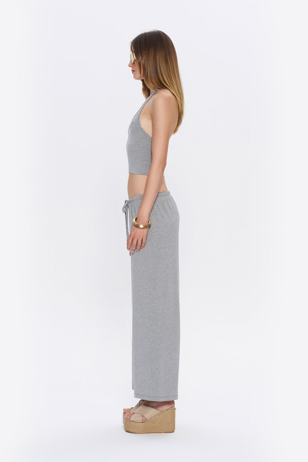 Tiny-Halter Yaka Gri Yumuşak Bluz-Top-9-Milagron.com