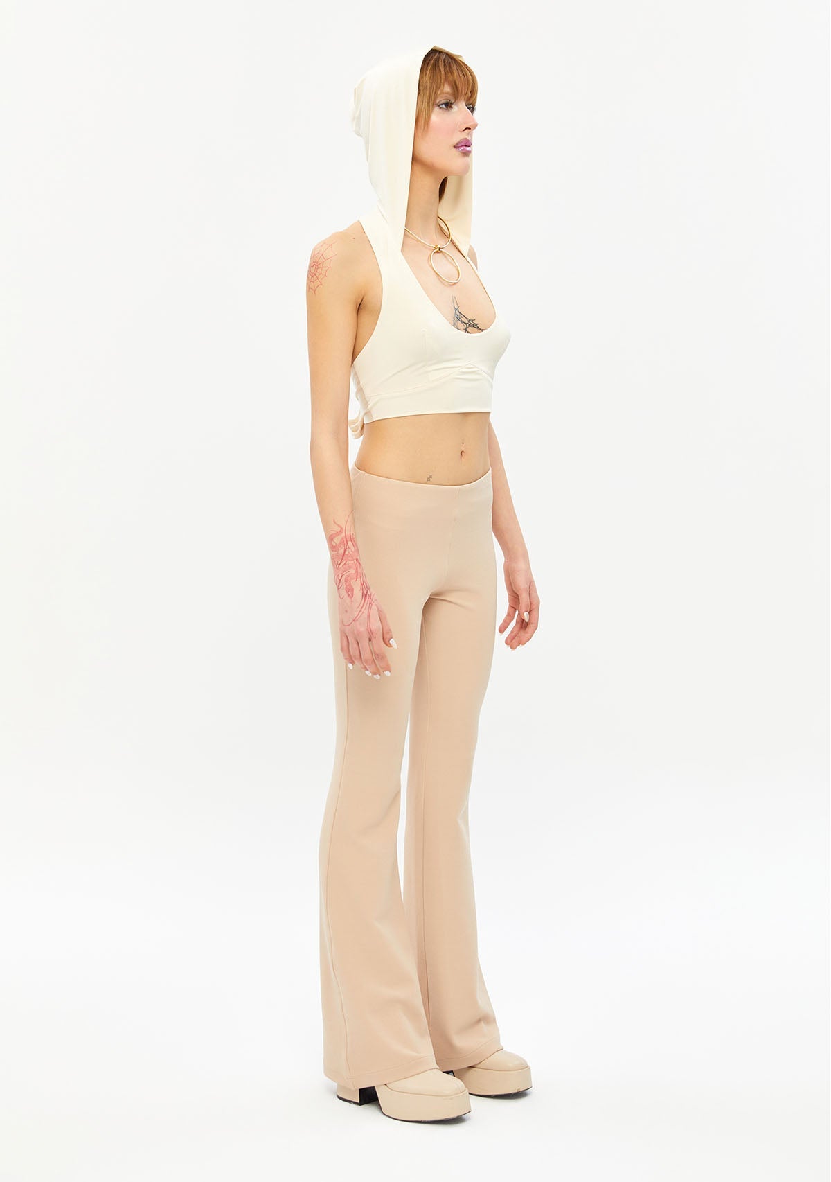 Tiny-İspanyol Paça Krem Pantolon-Kumaş Pantolon-4-Milagron.com