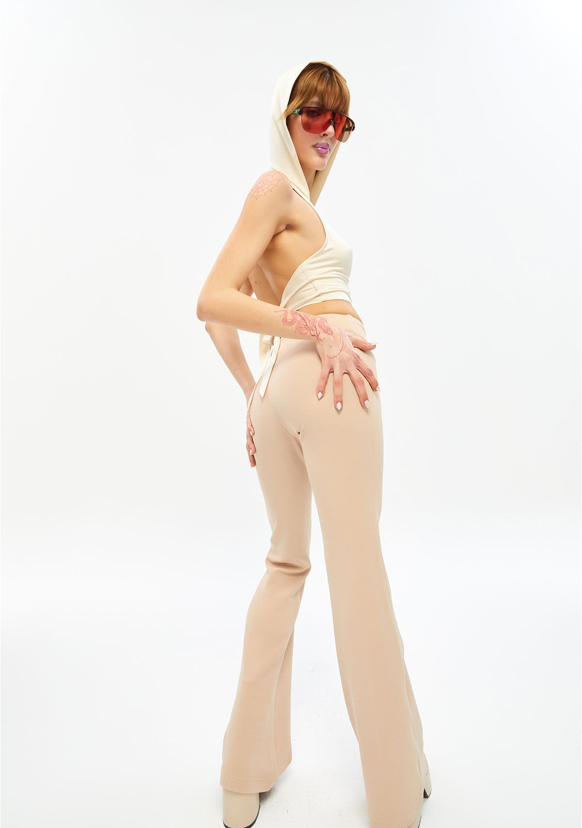 Tiny-İspanyol Paça Krem Pantolon-Kumaş Pantolon-6-Milagron.com