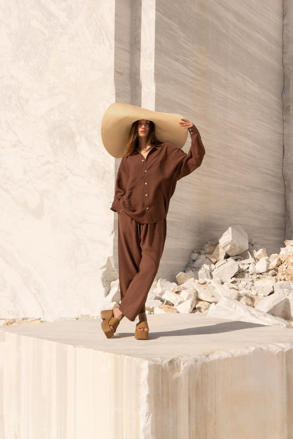 Tiny-Kahverengi Oversize Gömlek-Gömlek-1-Milagron.com