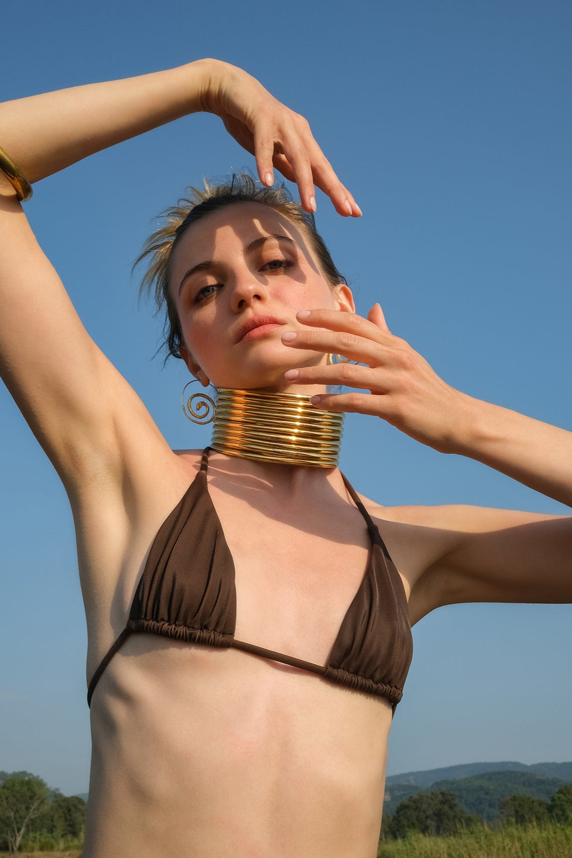 Tiny-Kahverengi üçgen İpli Bikini üstü-Bikini + Mayo-1-Milagron.com