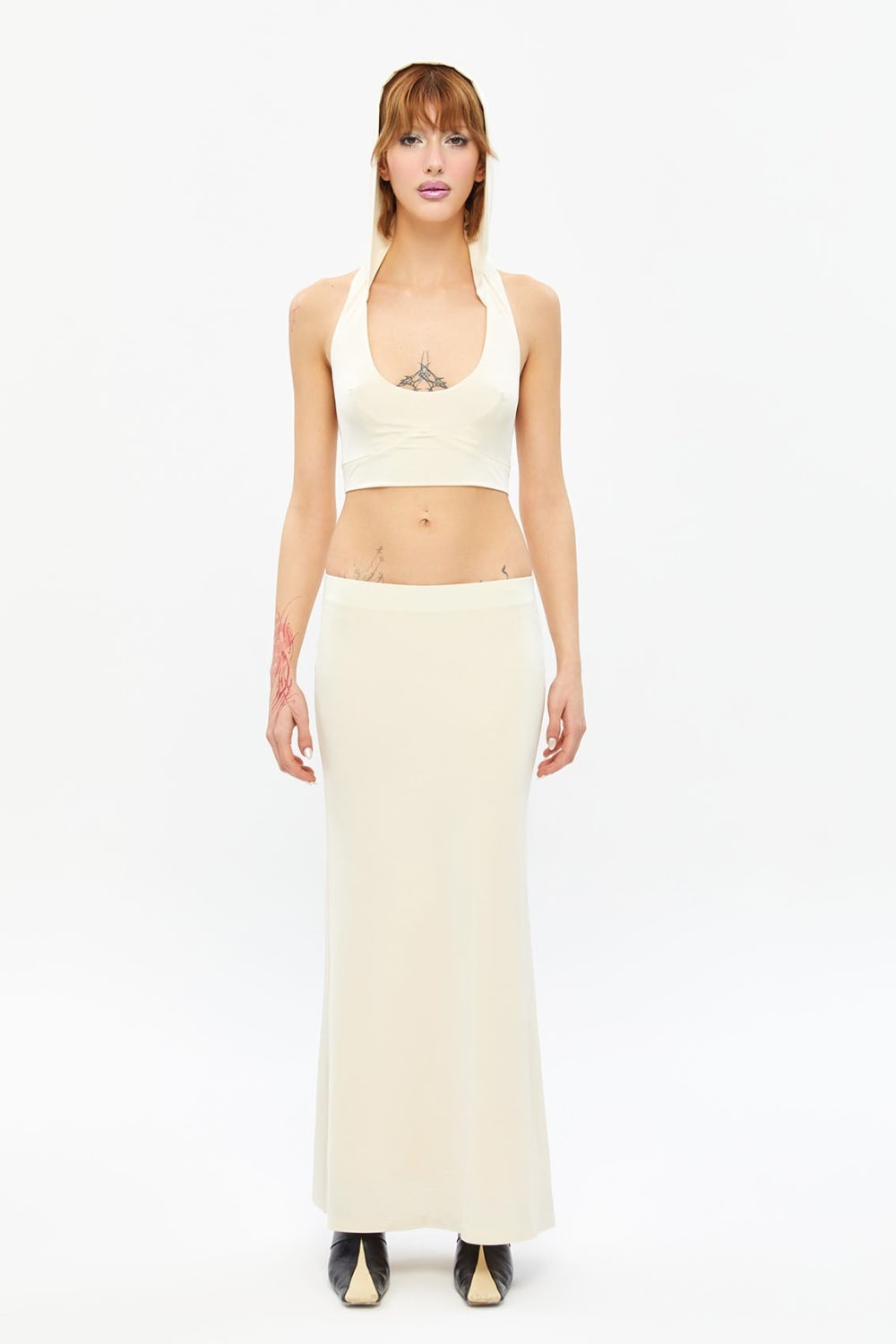 Tiny-Kapüşonlu Beyaz Büstiyer-Top-1-Milagron.com