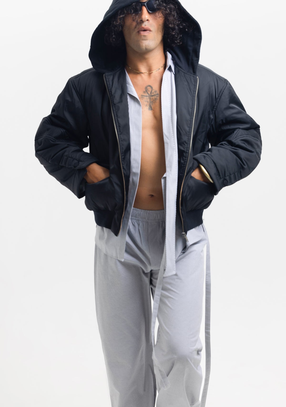 Tiny-Kapüşonlu Fermuarlı Siyah Bomber Ceket-Ceket-4-Milagron.com