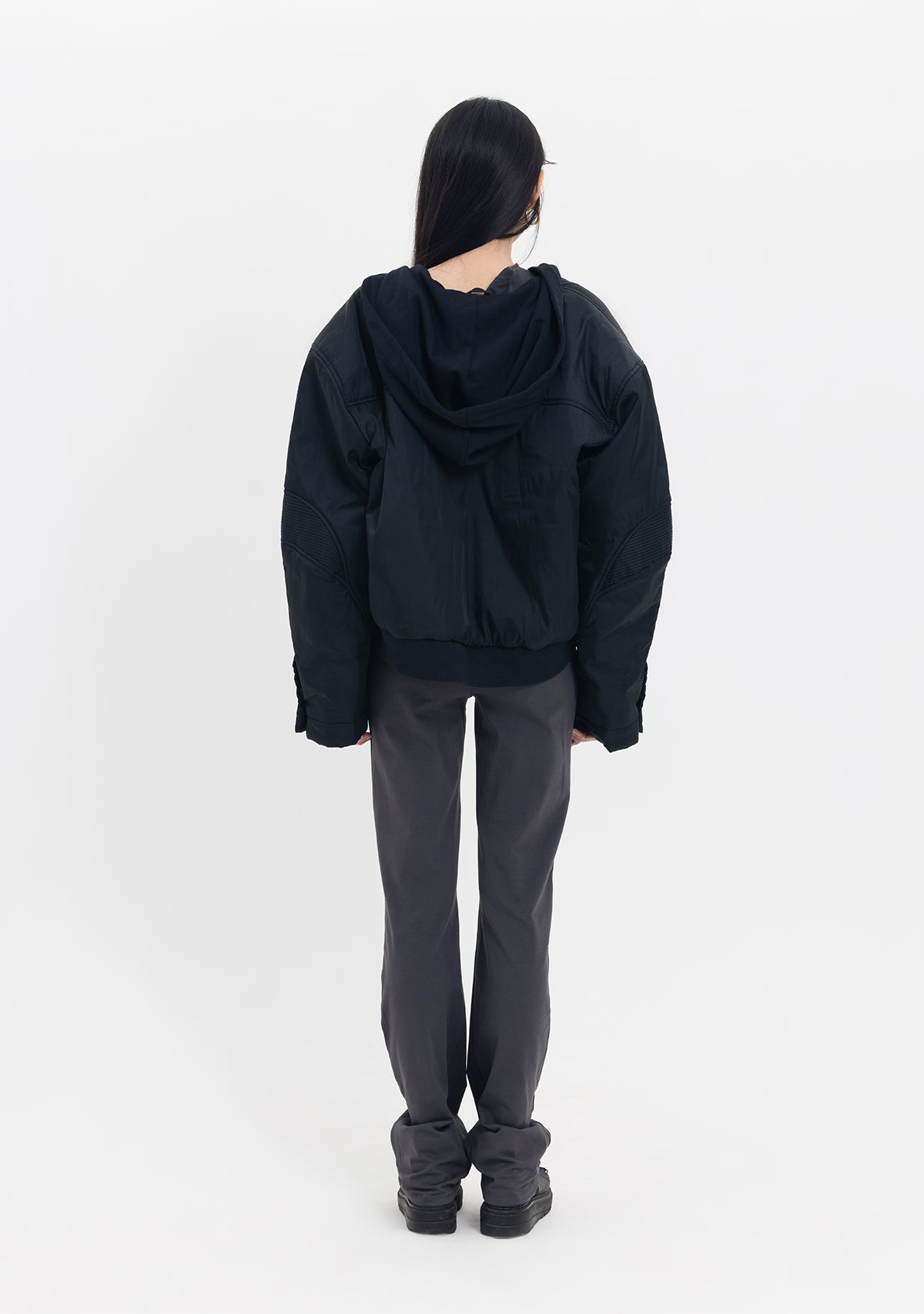 Tiny-Kapüşonlu Fermuarlı Siyah Bomber Ceket-Ceket-6-Milagron.com