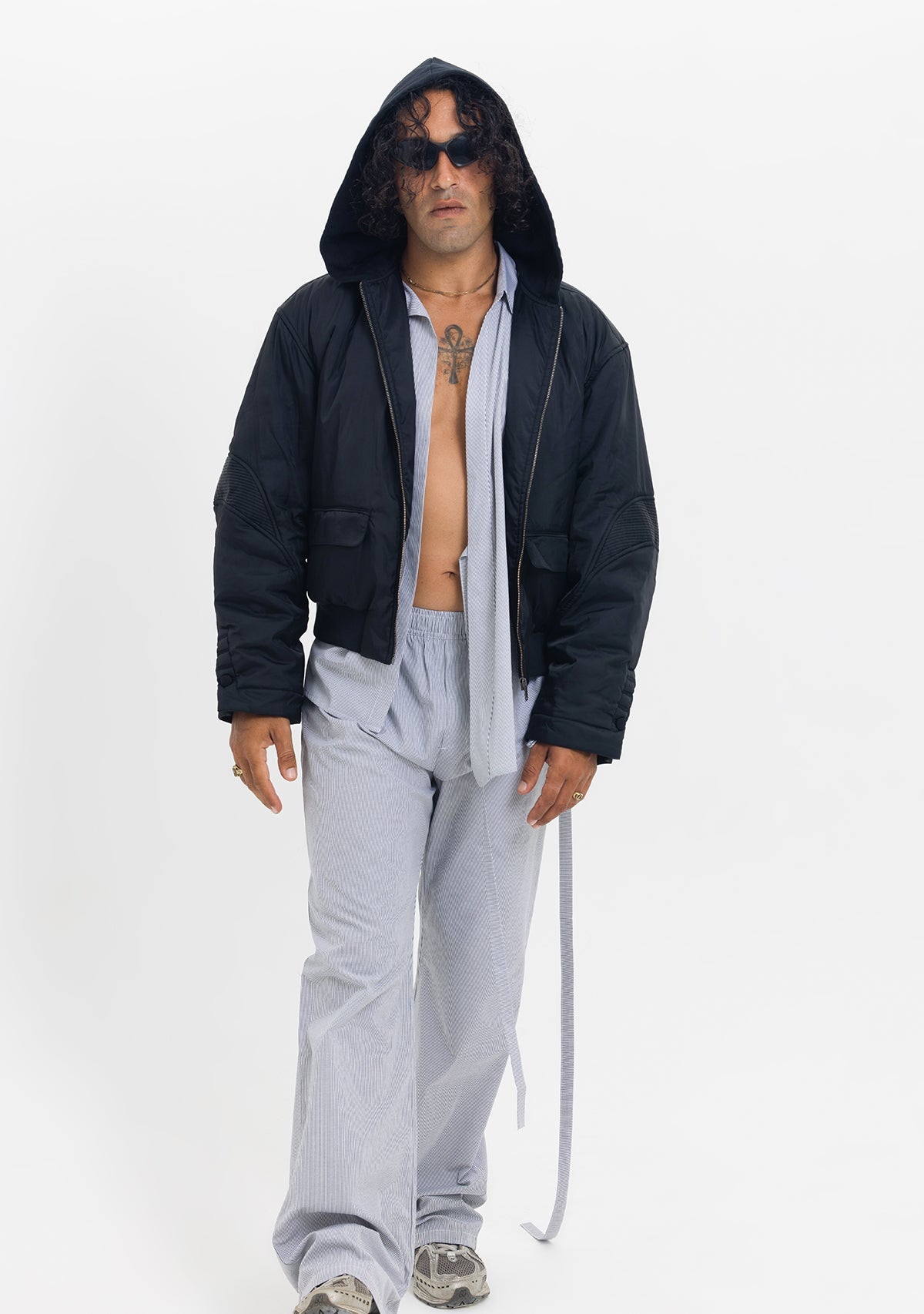 Tiny-Kapüşonlu Fermuarlı Siyah Bomber Ceket-Ceket-9-Milagron.com