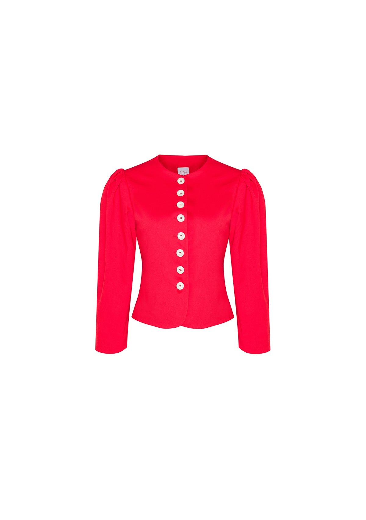 Tiny-Kırmızı önü Düğmeli Vatkalı Büzgülü Ceket-Ceket-12-Milagron.com