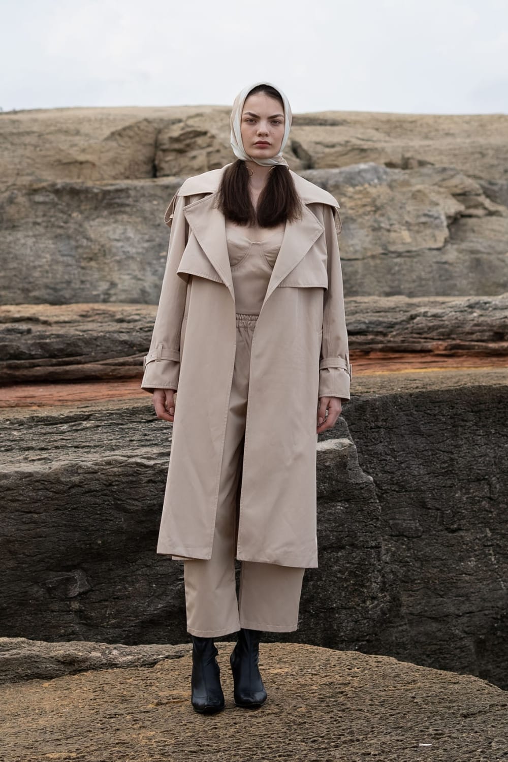 Tiny-Krem Dik Yakalı Trençkot-Trençkot-1-Milagron.com