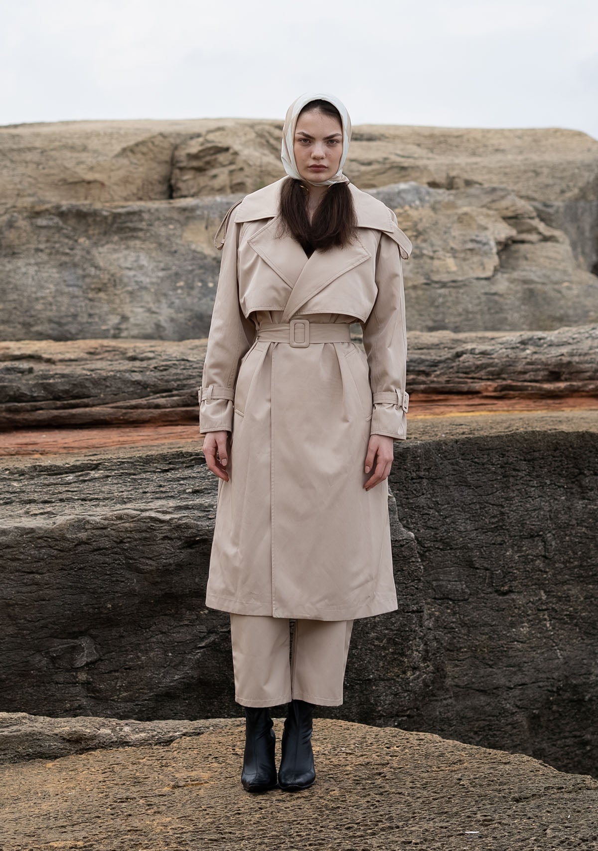 Tiny-Krem Dik Yakalı Trençkot-Trençkot-5-Milagron.com